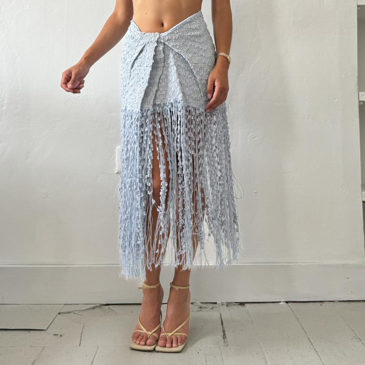 Jacquemus Blue Tassel Skirt Size. Depop