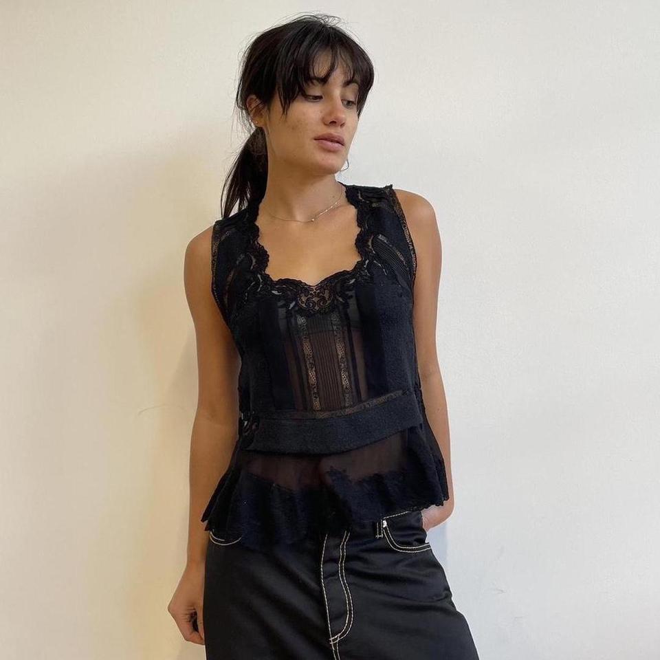 スカート ERMANNO SCERVINO Lace skirt Black Ermanno Scervino Black Lace Skirt Size IT38, | Depop