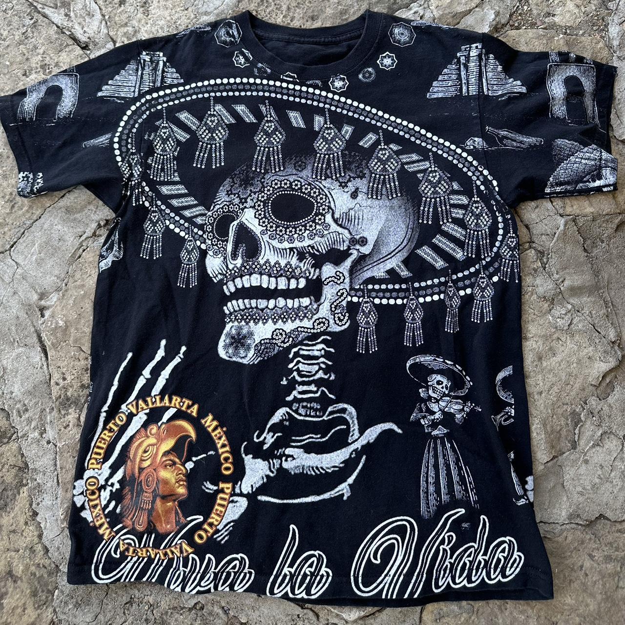 Arte Maco Mexico Skull TShirt Grunge Punk Emo Skate... - Depop