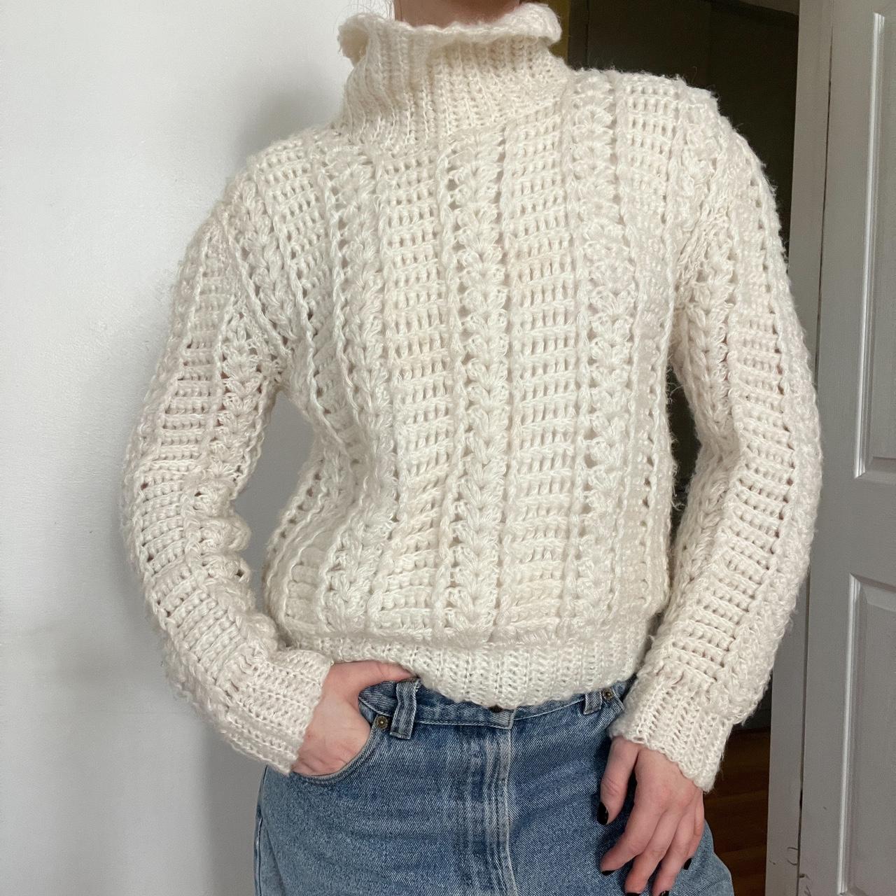 Vintage chunky knit cream sweater from pacific... Depop