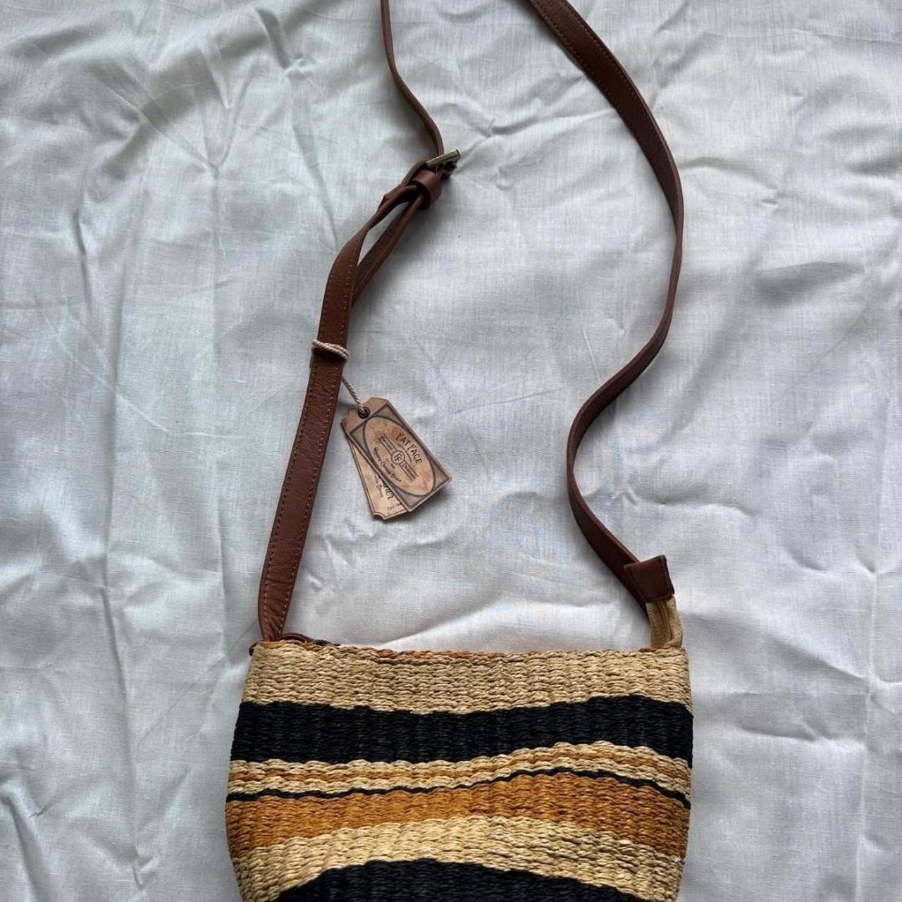 Fat Face Eco Friendly Bag Purse Stripe Palm Straw