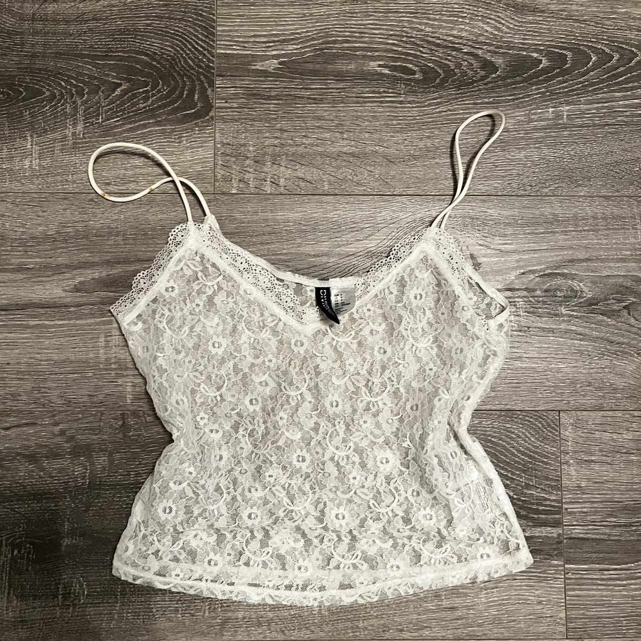 H&M white lace cami top, size small, #lace #y2k