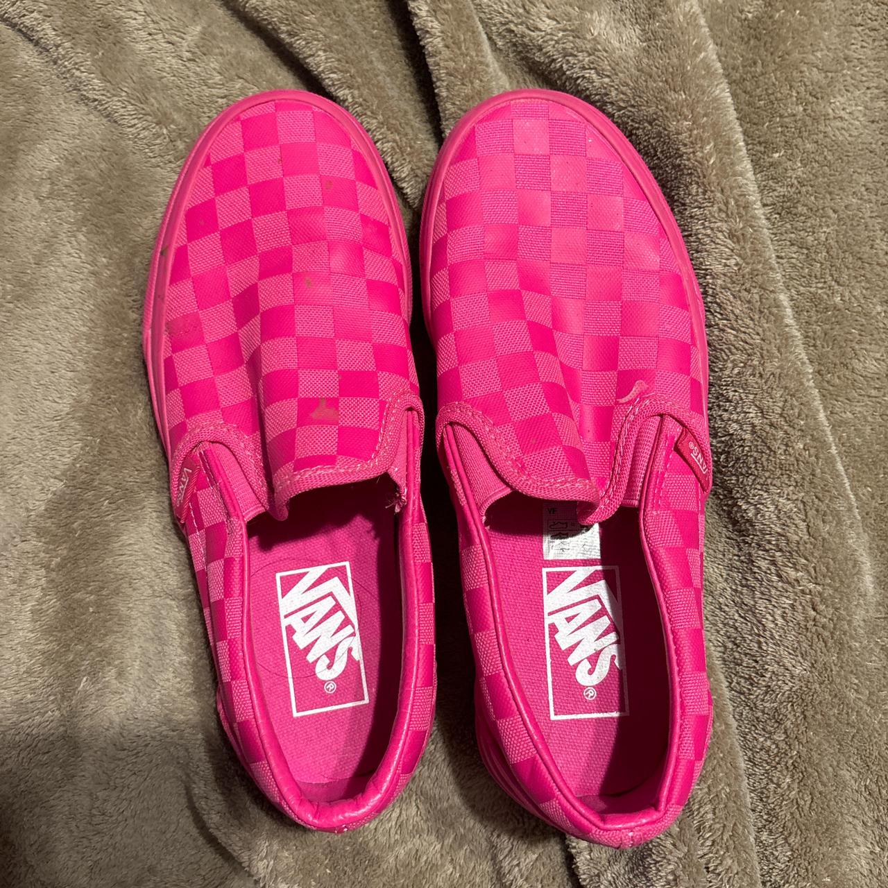 Pink checkered vans. will clean up for you if. Depop