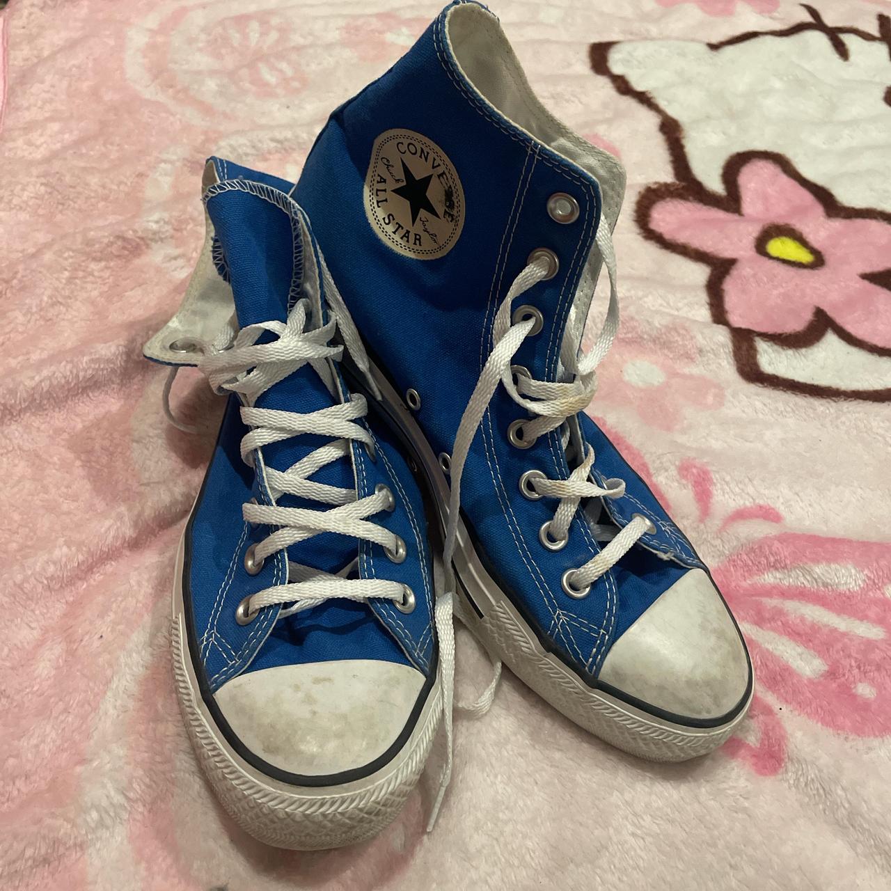 Bright blue All star converse old school high top. Depop