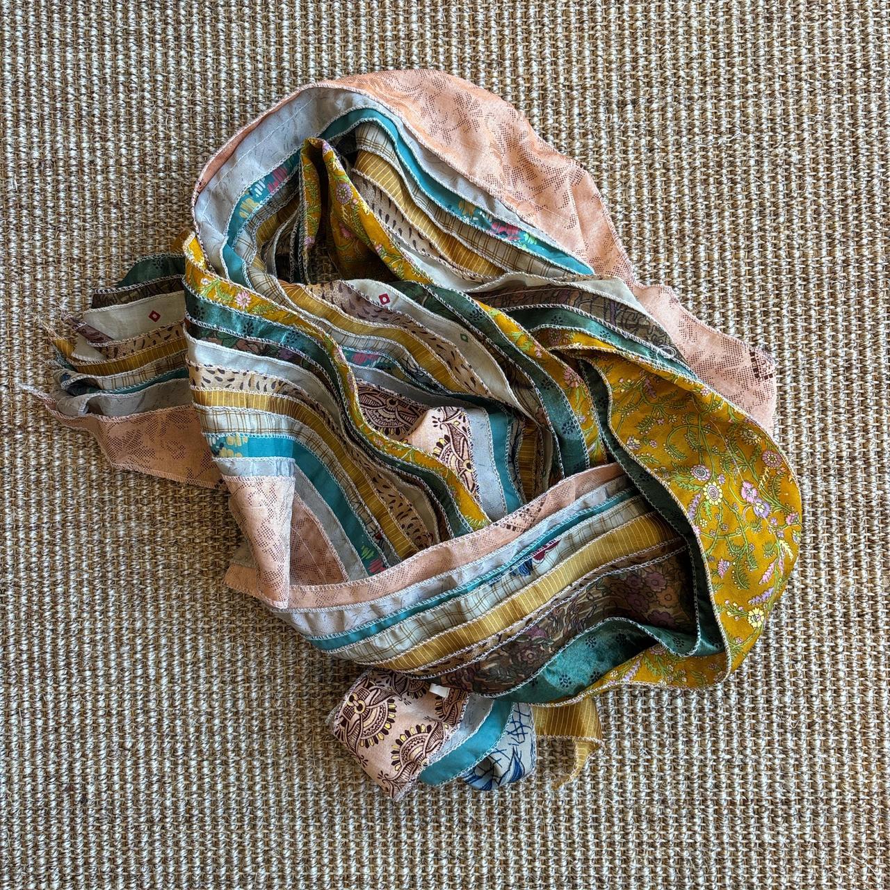Women's Scarf - Multi – Kantha silk patchwork sca… - image 1