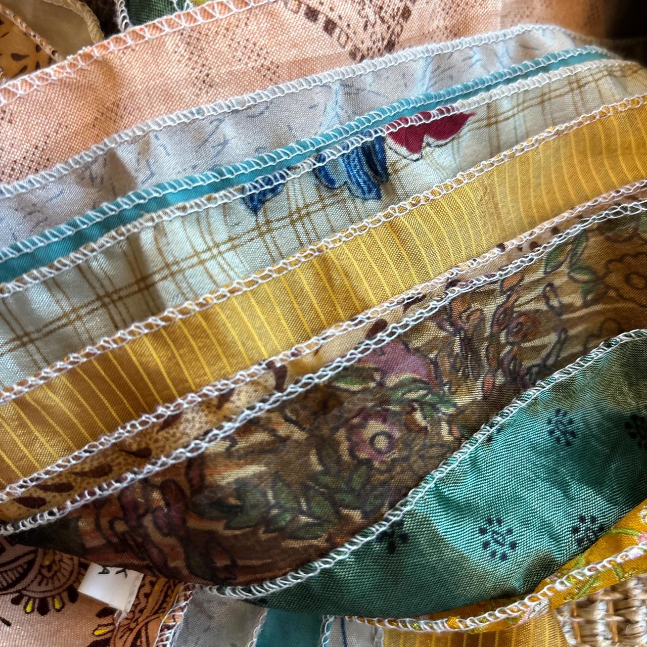 Women's Scarf - Multi – Kantha silk patchwork sca… - image 2