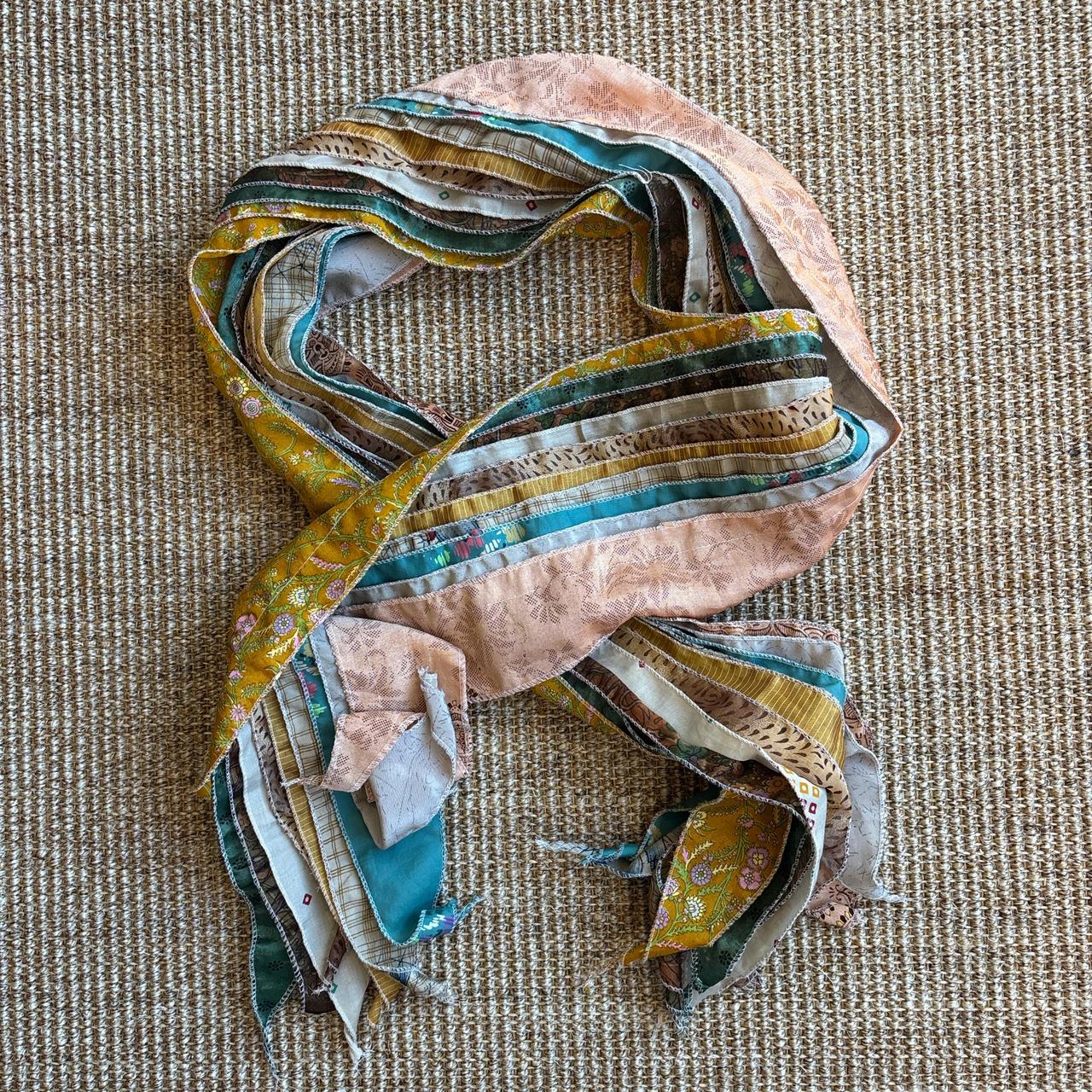 Women's Scarf - Multi – Kantha silk patchwork sca… - image 3