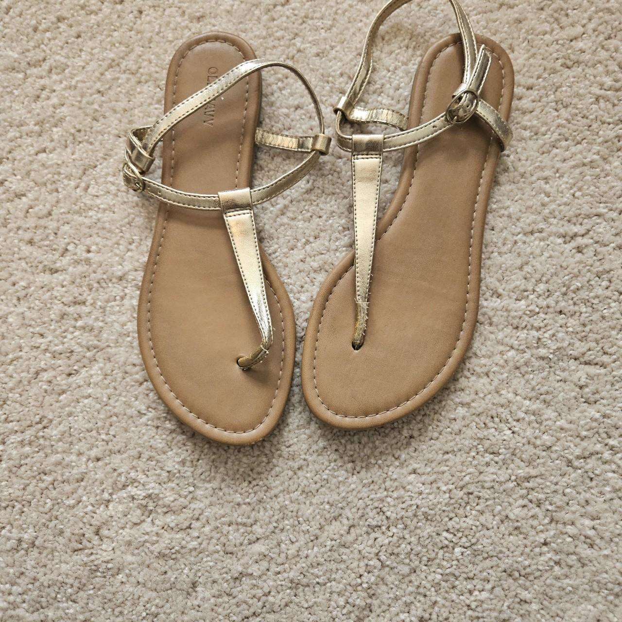 Gold t strap sandals Size 8 Old Navy