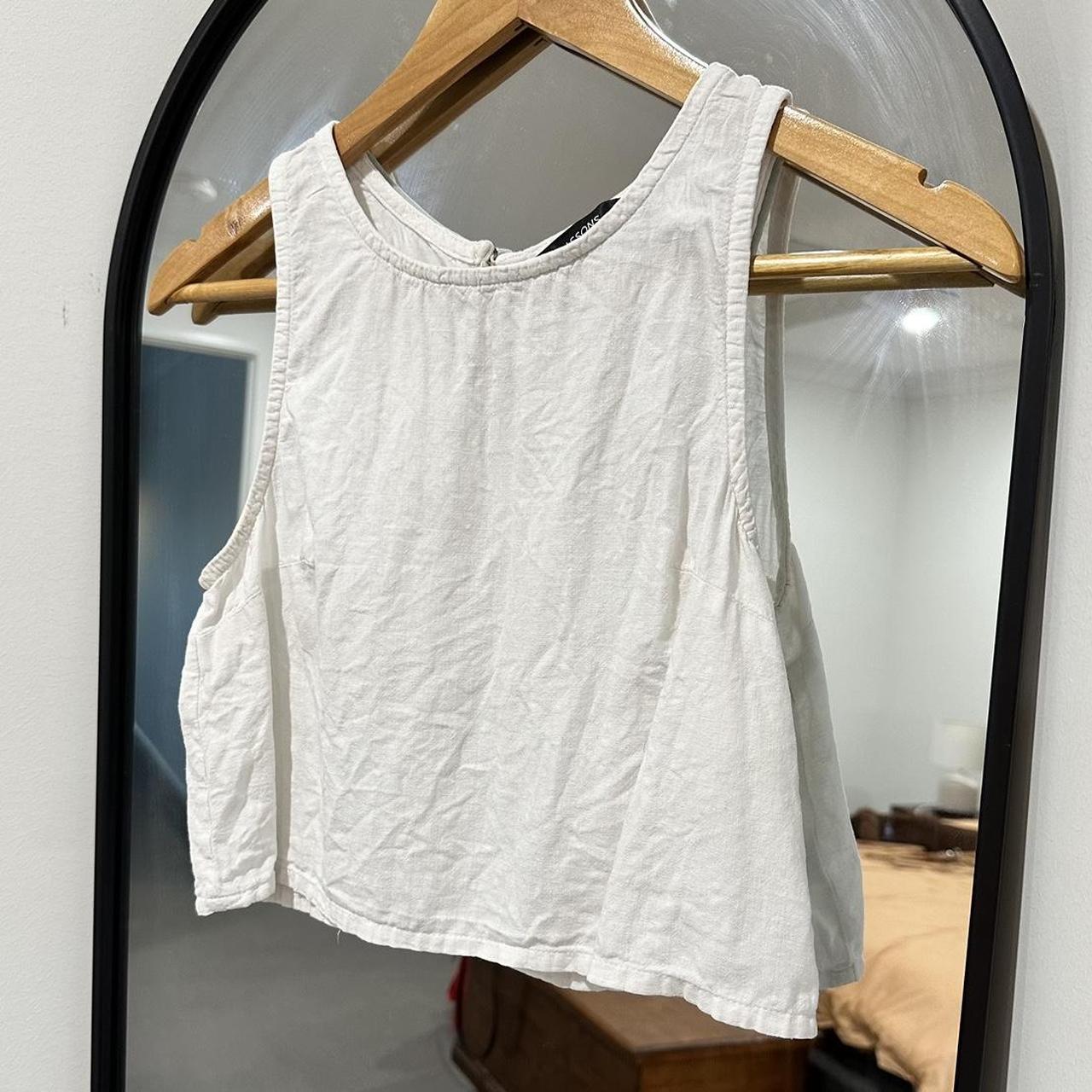 Glassons white linen cropped tank Size 8 (would fit... - Depop