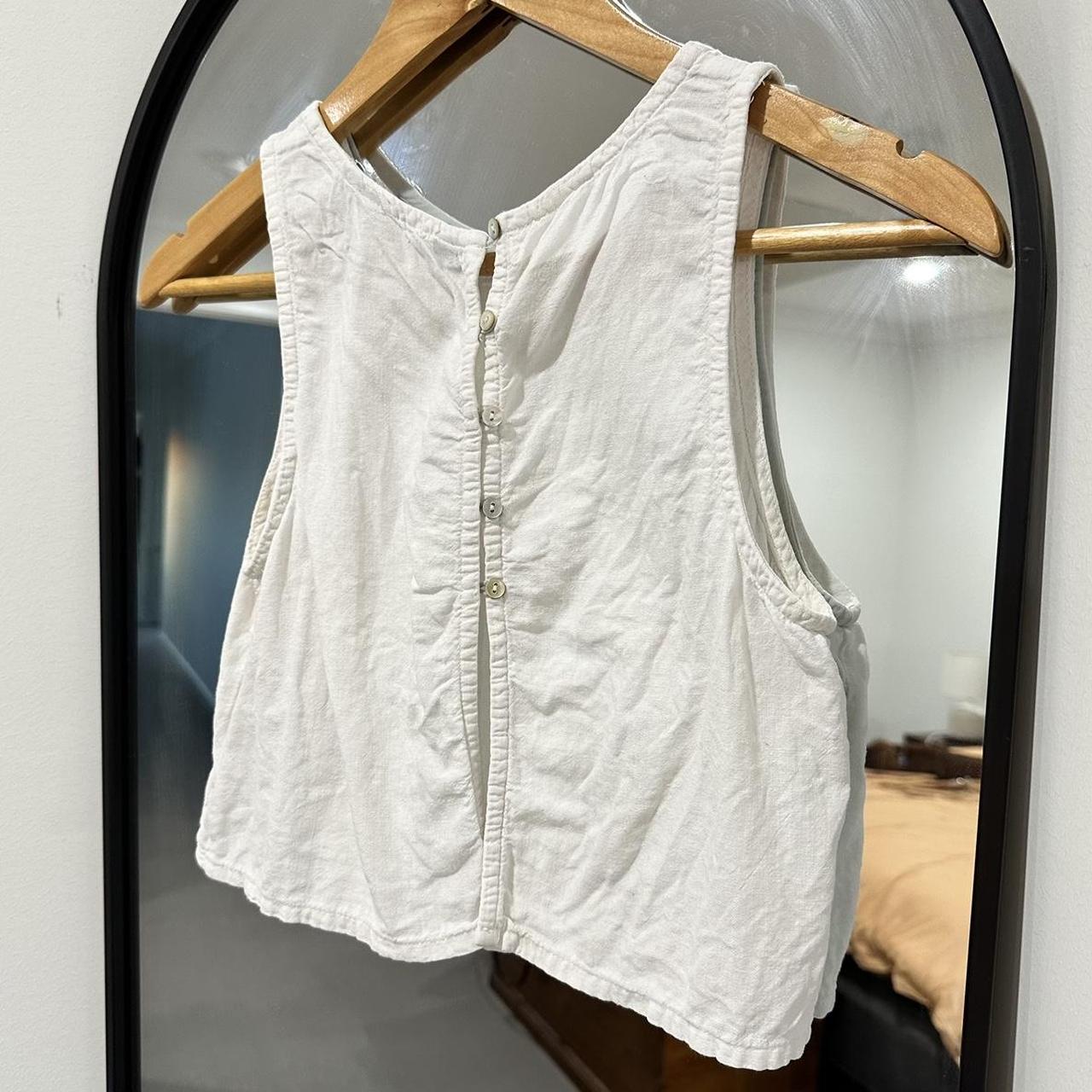 Glassons white linen cropped tank Size 8 (would fit... - Depop