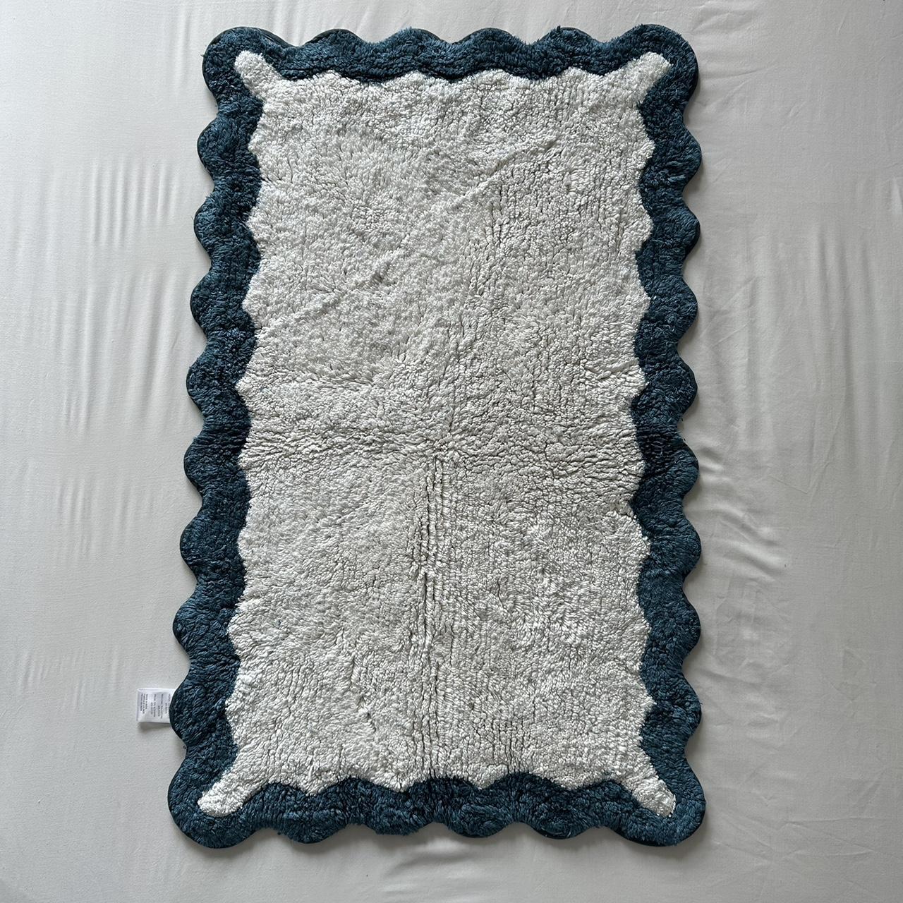 Anthropologie Ernestine Scalloped Bath Mat Navy Depop