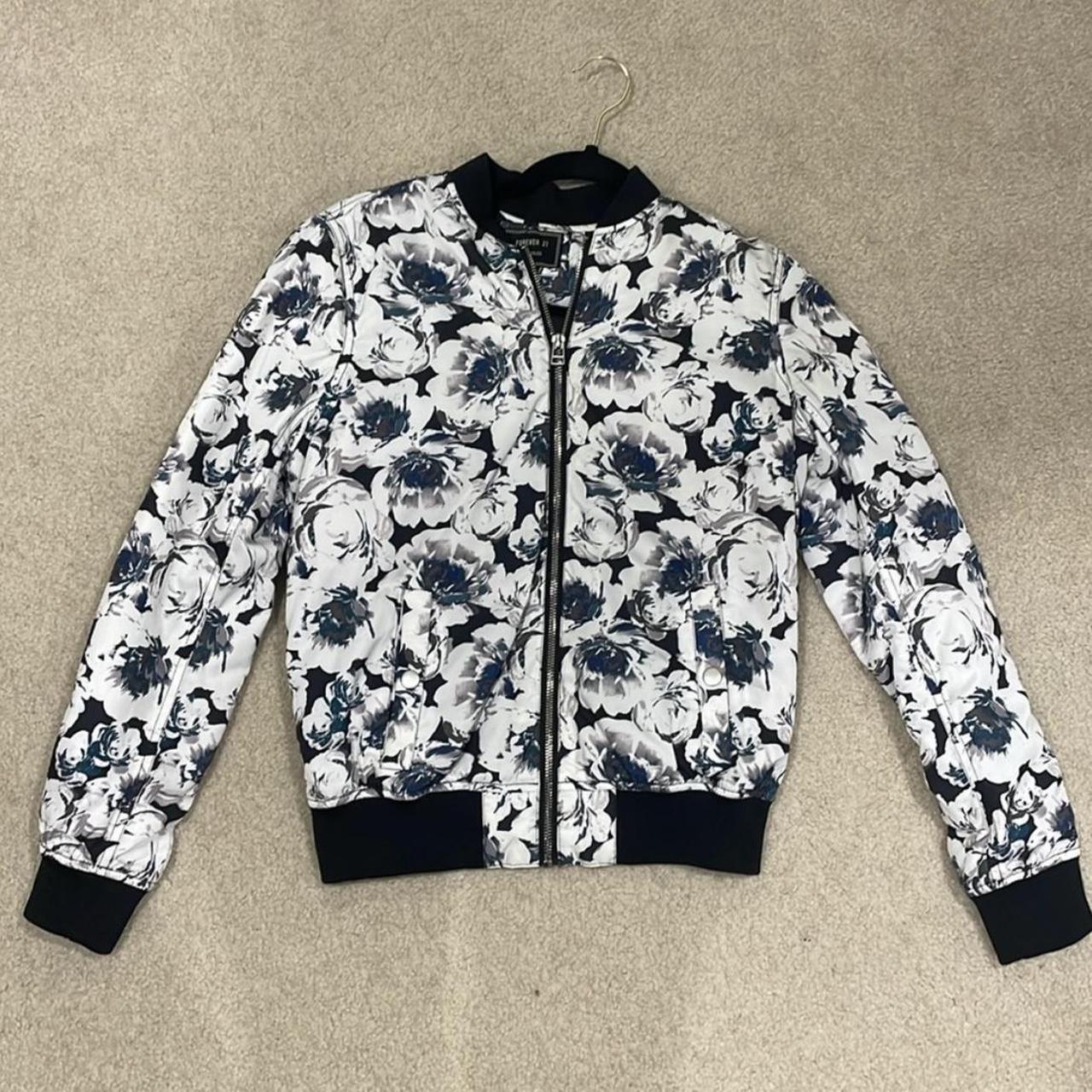 Forever 21 Floral Bomber Jacket Size S Depop