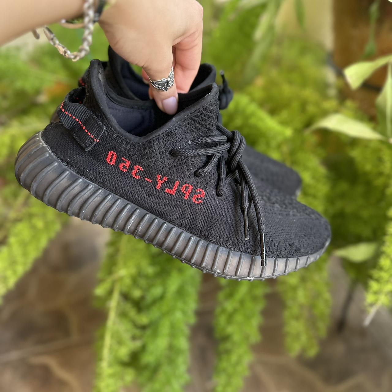 Yeezy 350 Bred Style Yeezy Boost 350 Bred Black Red Mens Depop