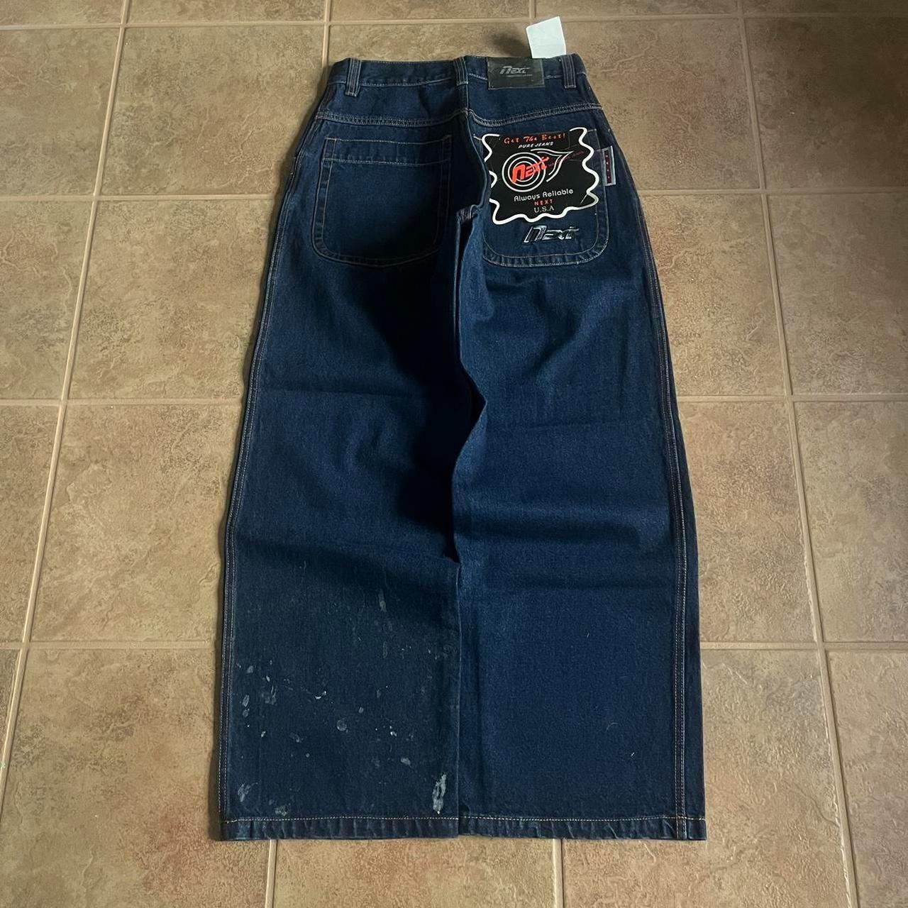 Solo Men's Navy and Black Jeans Cyber Y2K Skater... - Depop