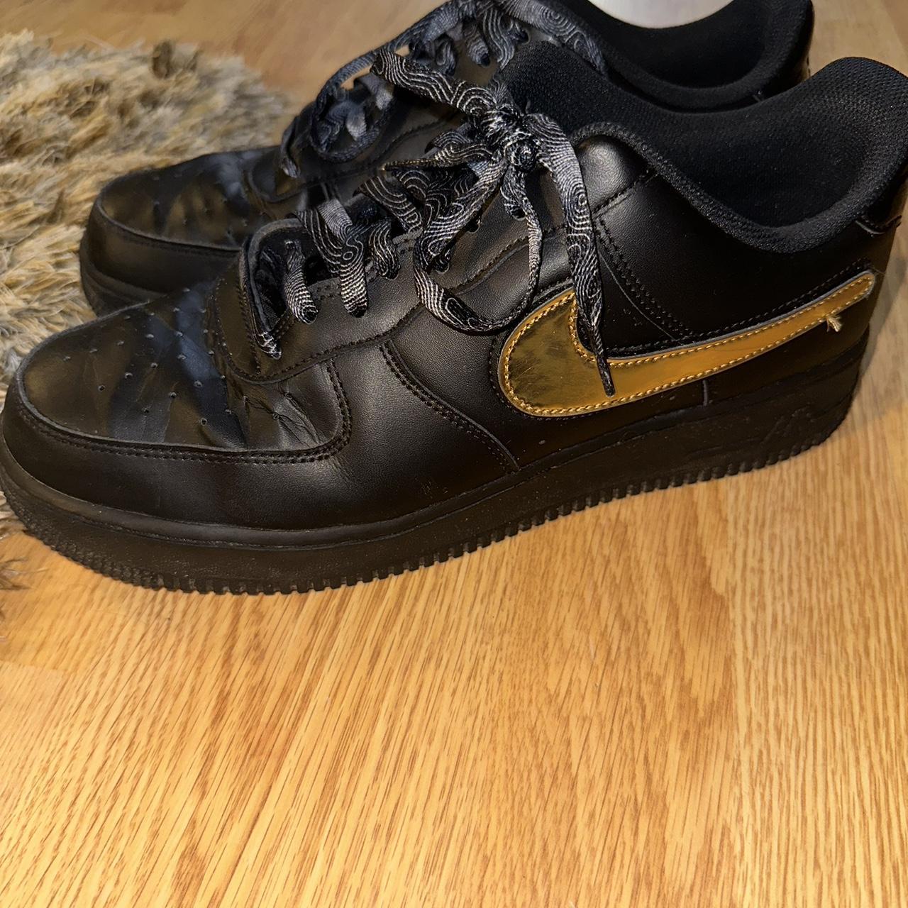 Nike black airforce 1 with Velcro gold tick size