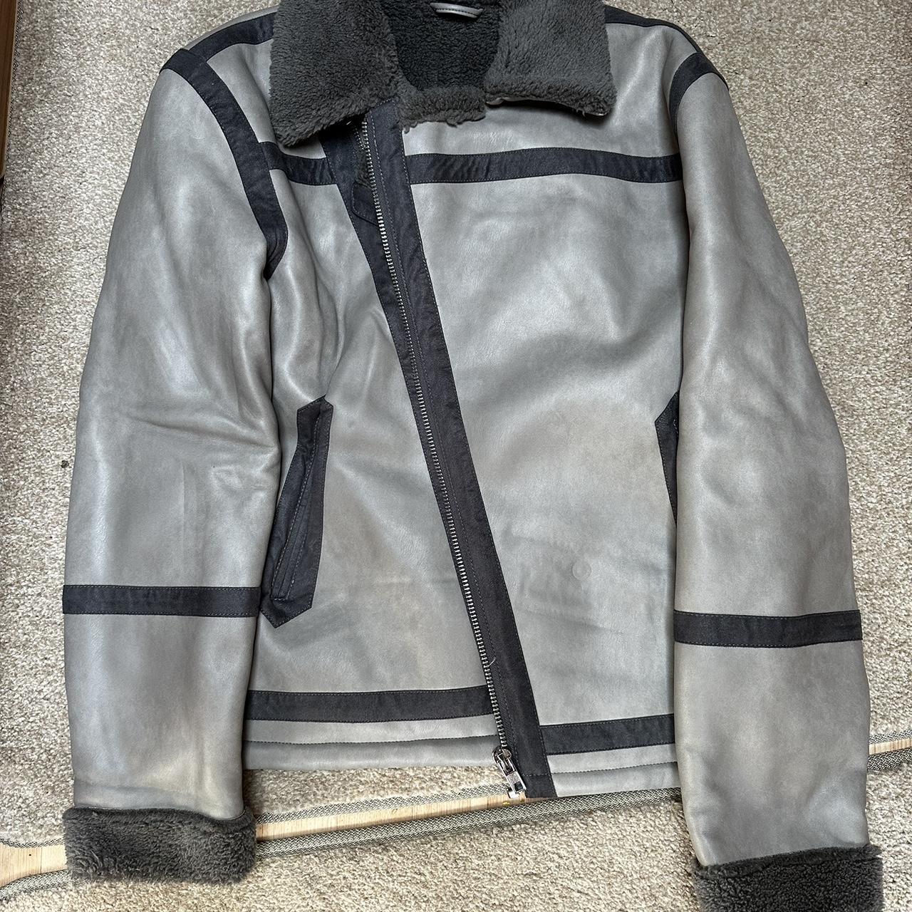 Men s river island faux leather coat with zips size. Depop