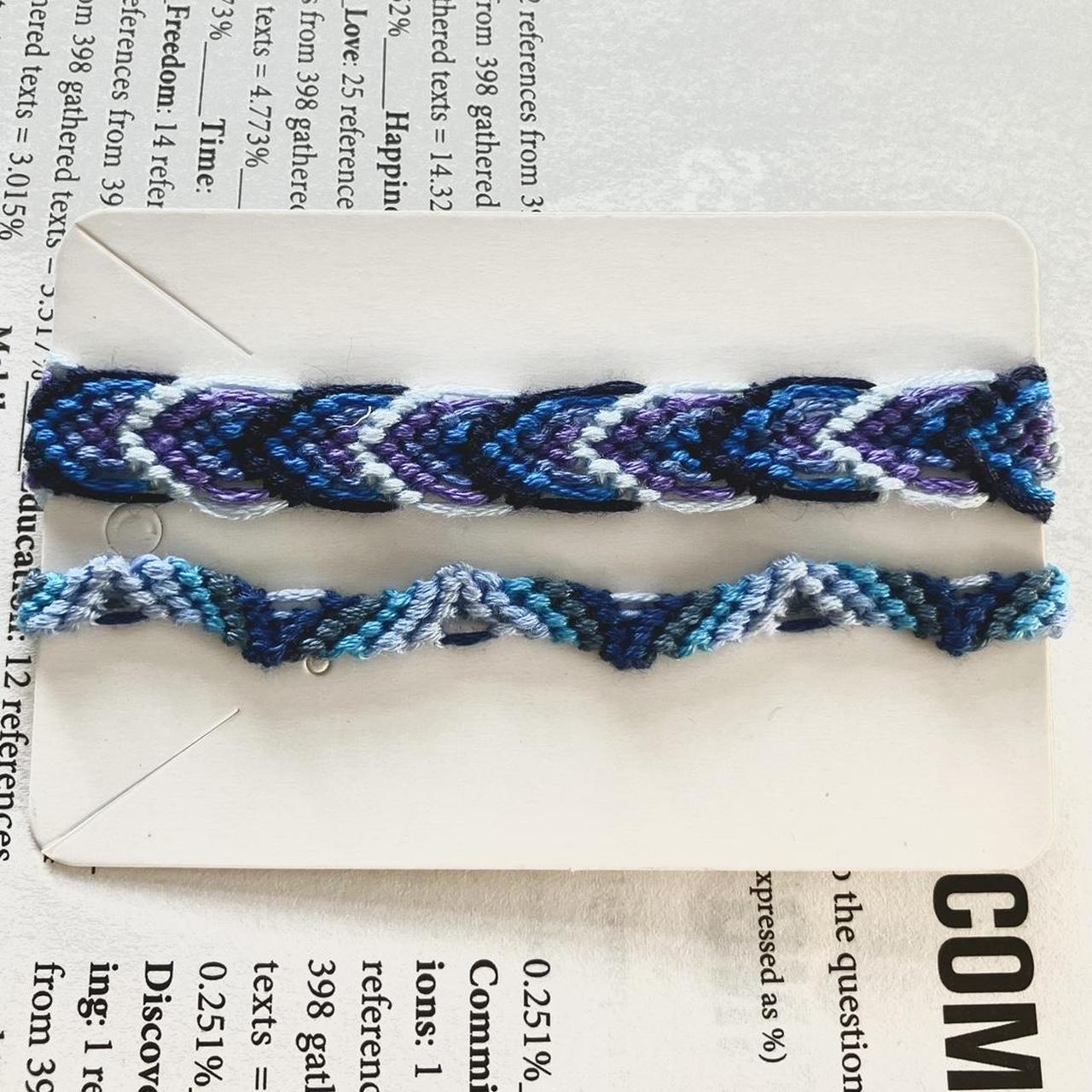 Homemade friendship bracelet Blue feather Depop