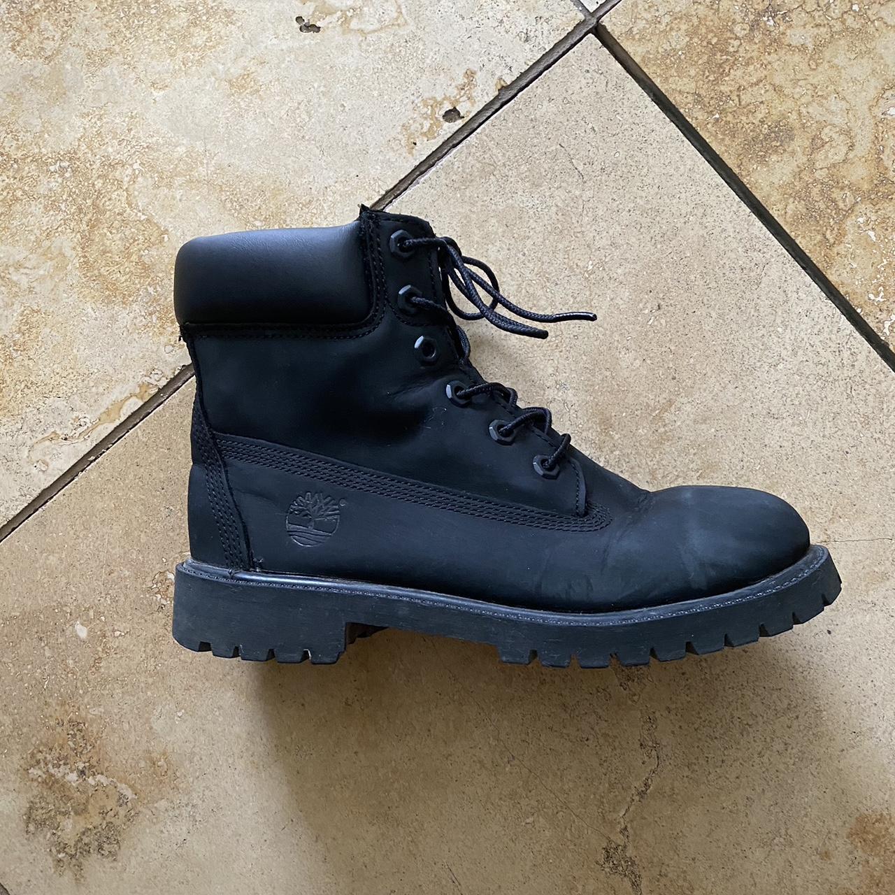 black timberland boots 5.5 M/7 W used but good... - Depop