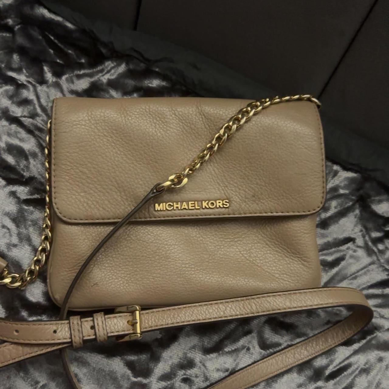 Genuine taupe beige Michael Kors side bag clutch