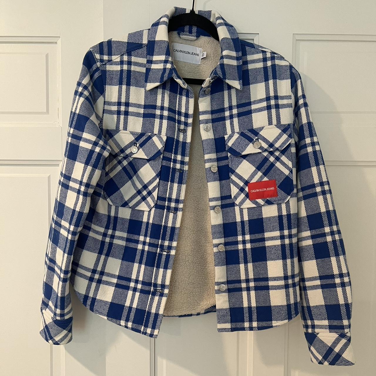 Buy Calvin Klein Plaid Sherpa Colorblock Pocket Jacket