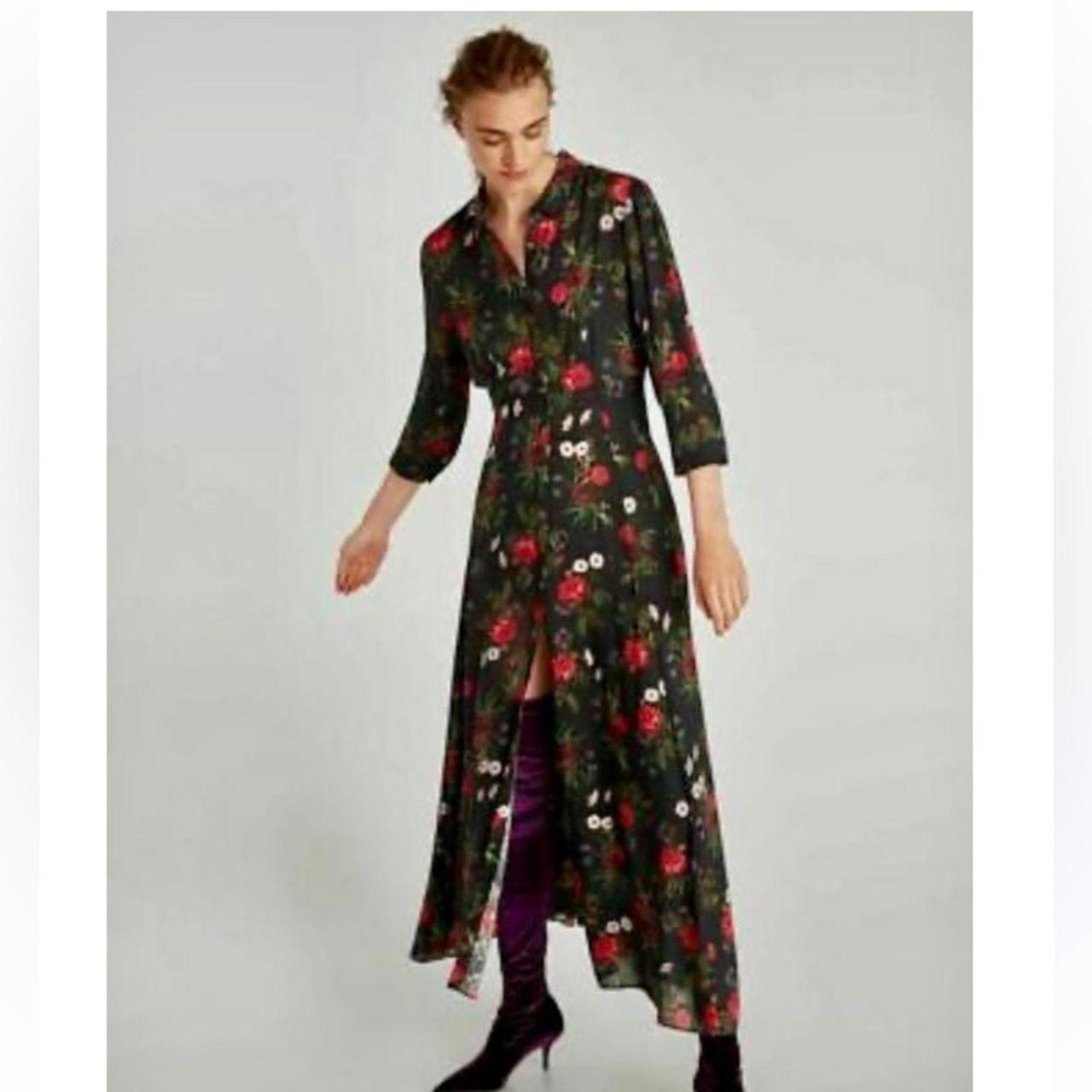 Floral shirt dress zara hotsell