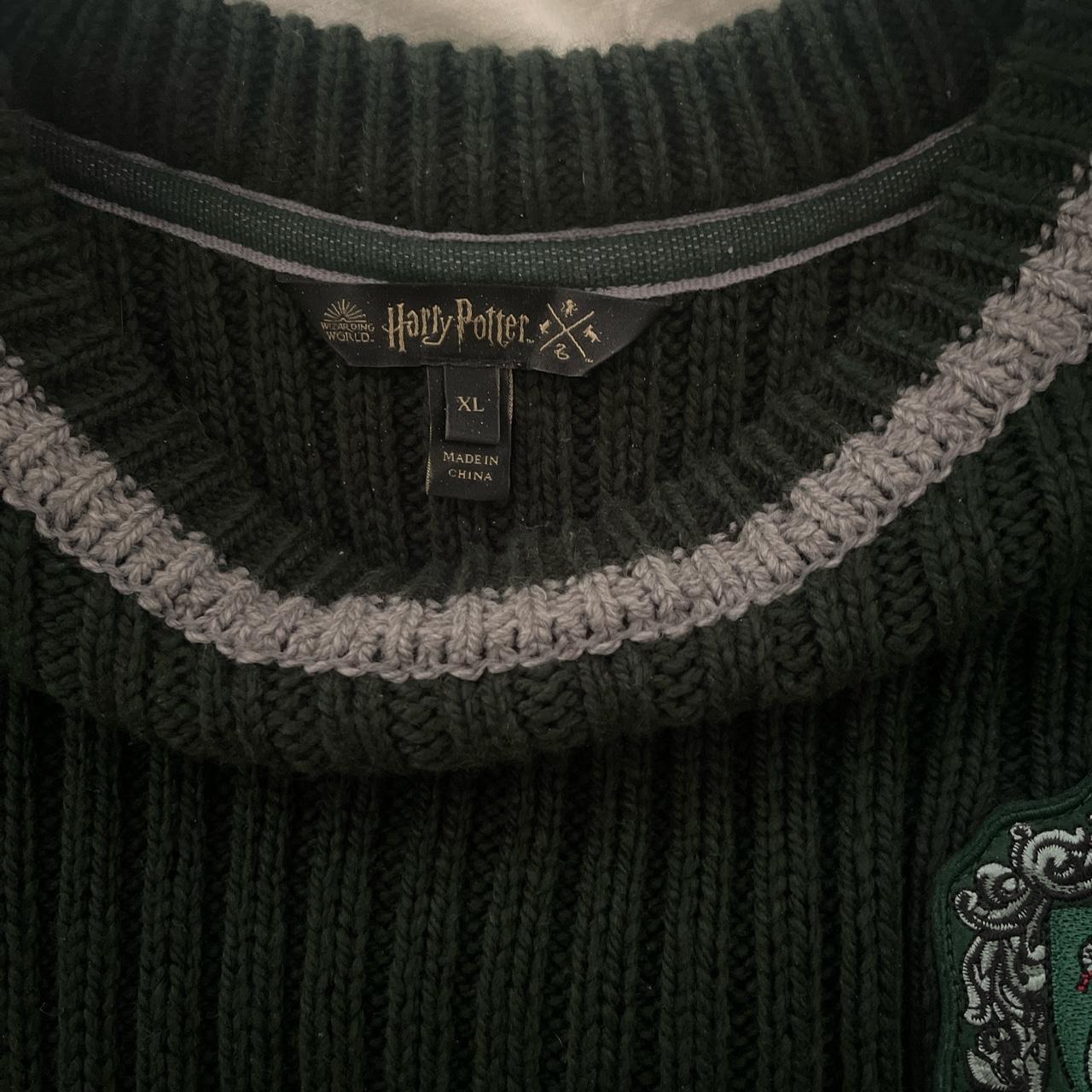 Harry Potter Women's Green and Grey Jumper | Depop