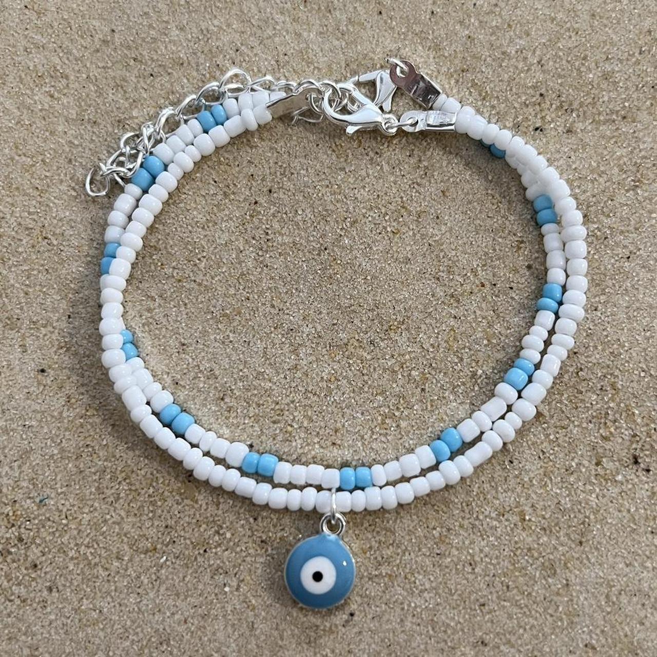 Anklets - 2 Piece Beaded Evil eye Ankle Bracelets 🧿... - Depop