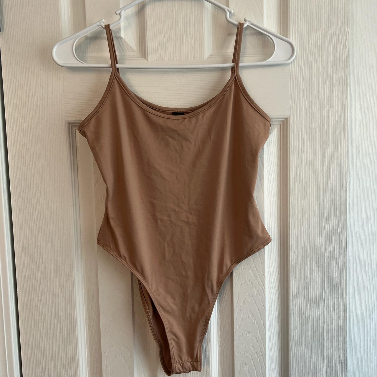 shein nude bodysuit plain nude bodysuit with three - Depop