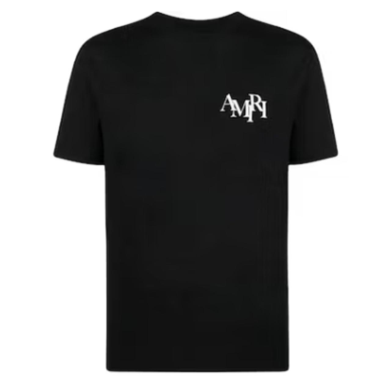 AMIRI Staggered Logo Tee Black | Depop