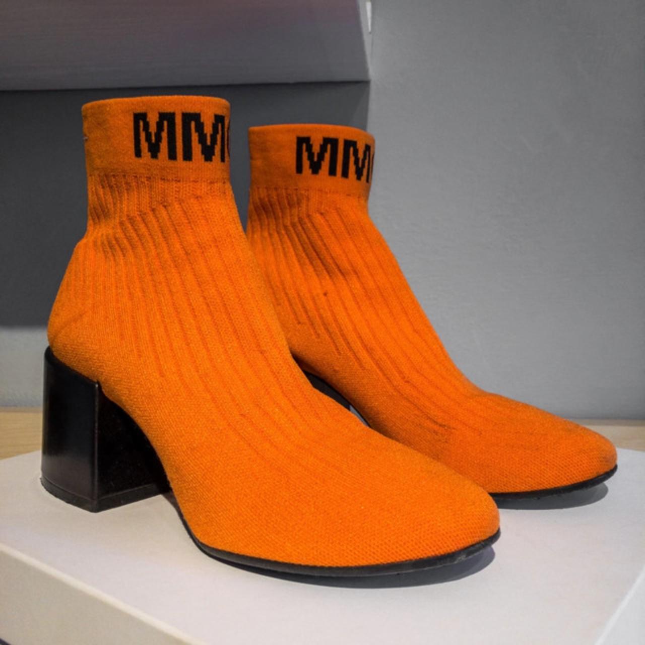 Black and Orange Sock Ankle Boots (Limited Depop