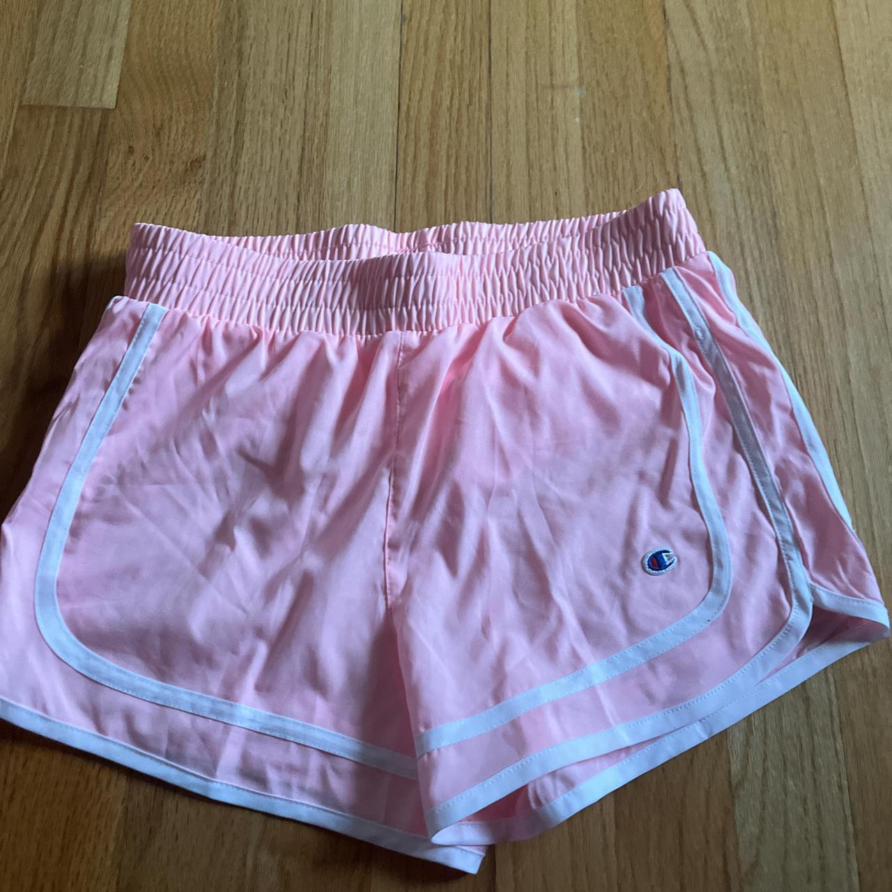 Pink Champion shorts with white lines shorts