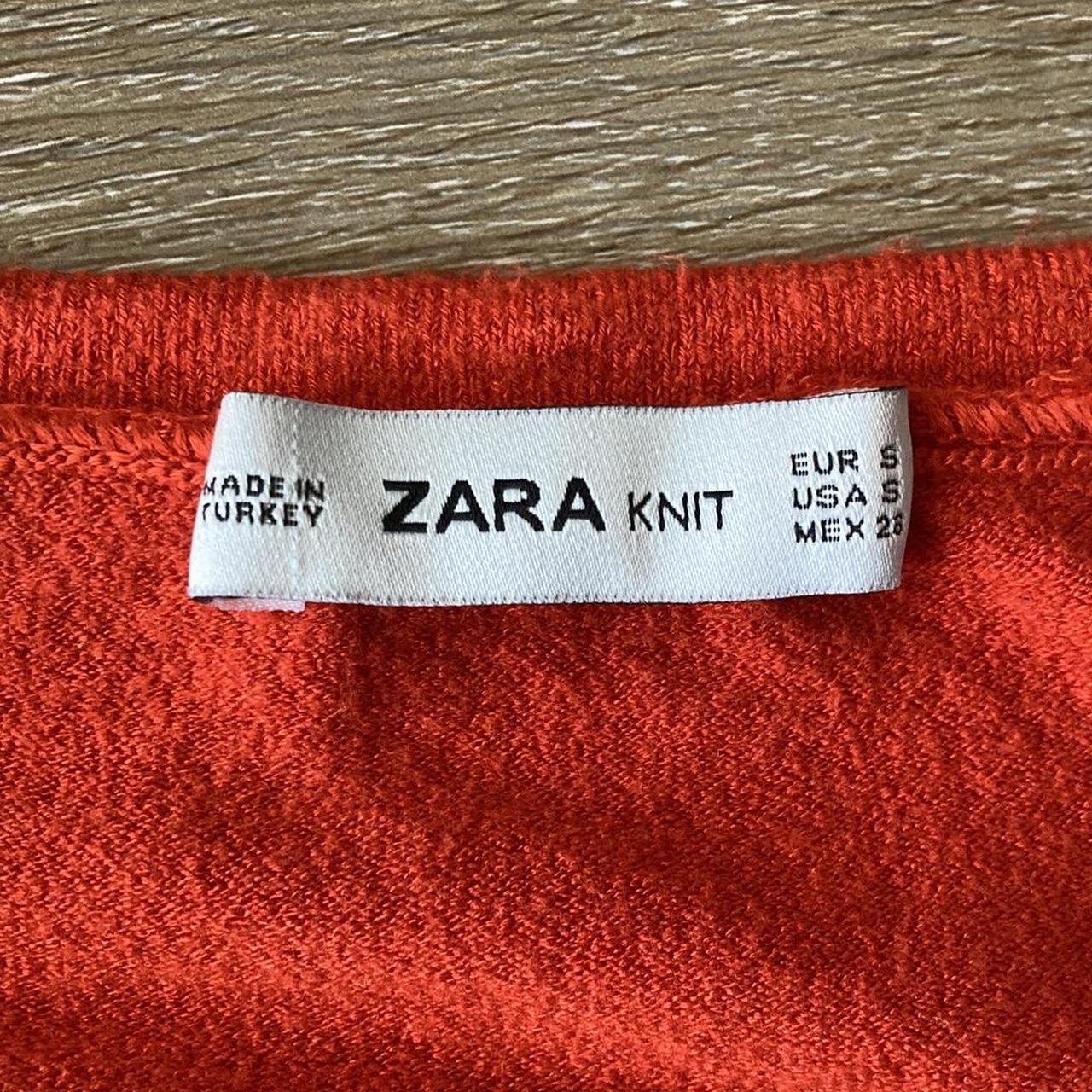 小物 ZARA Zara Knit EUC Orange Boat Neck Ruffle Bell Sleeve | Depop