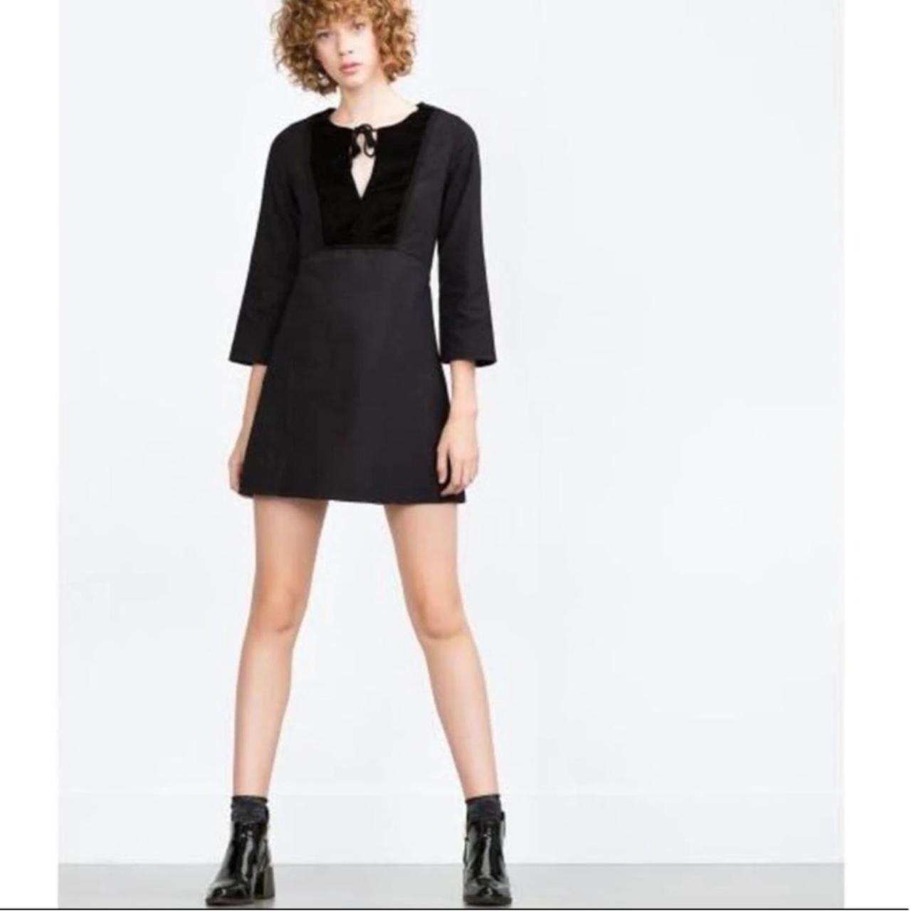 ZARA Trafaluc Velvet Bib Mini Dress Tunic Depop