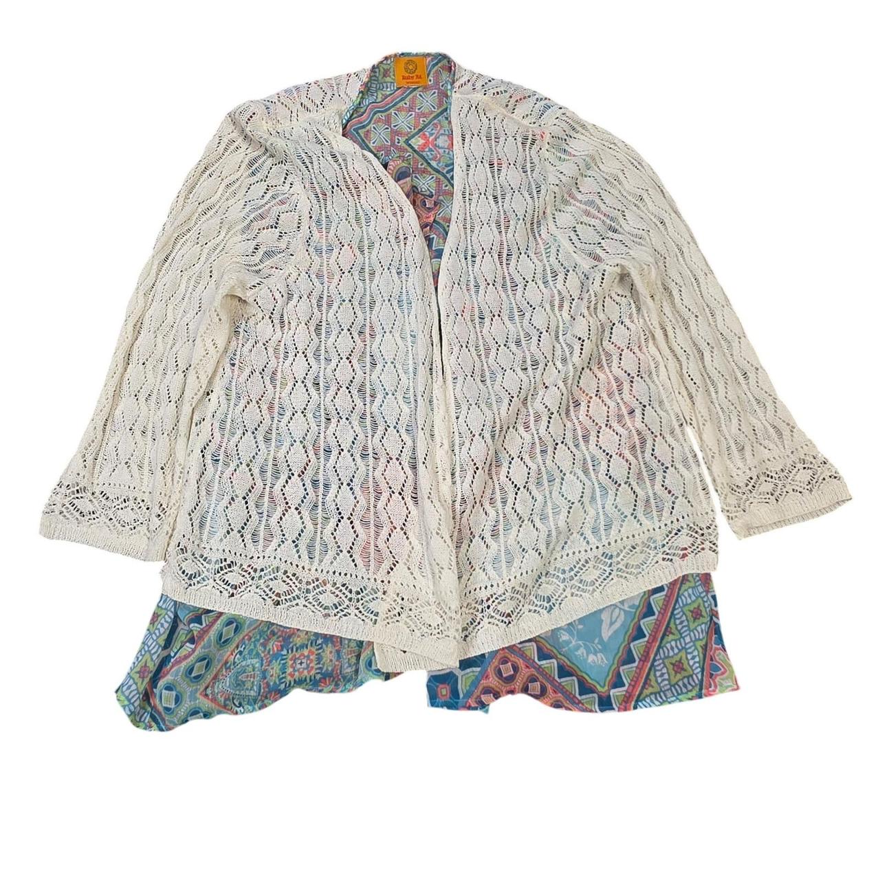 Ruby Rd. Women's Cardigan - Multi/Cream - M – Rub… - image 1