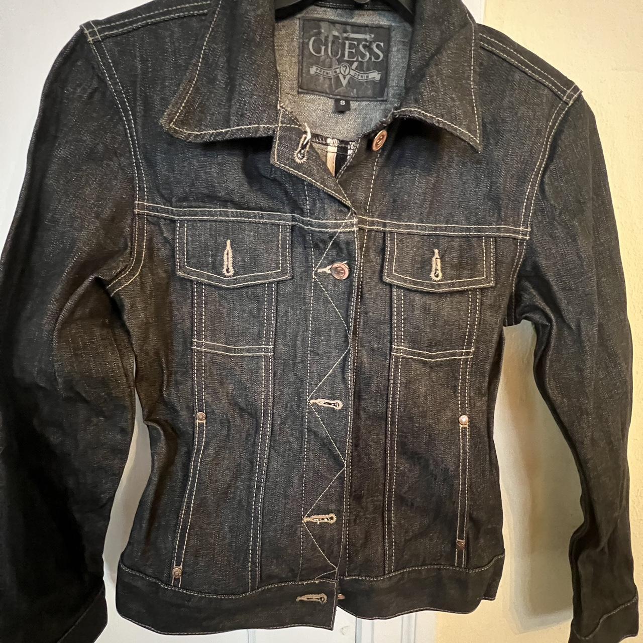 Black denim jacket guess best sale