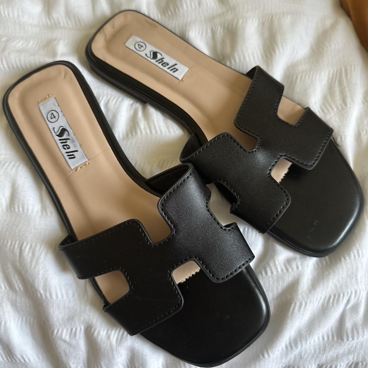 Kids Flat Sandals Black PU leather, Ordered