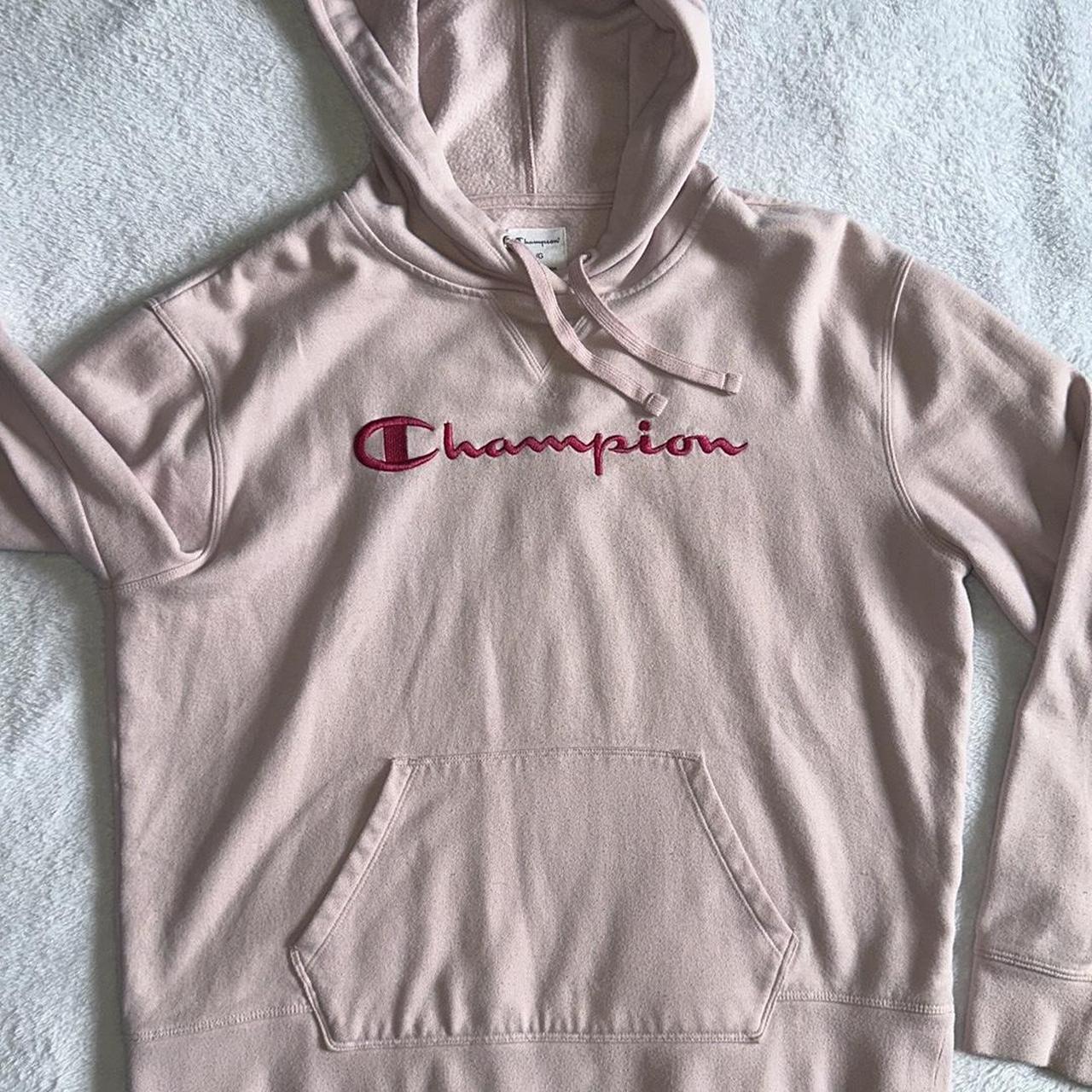 Light Pink Champion Hoodie With Hood Strings. Depop