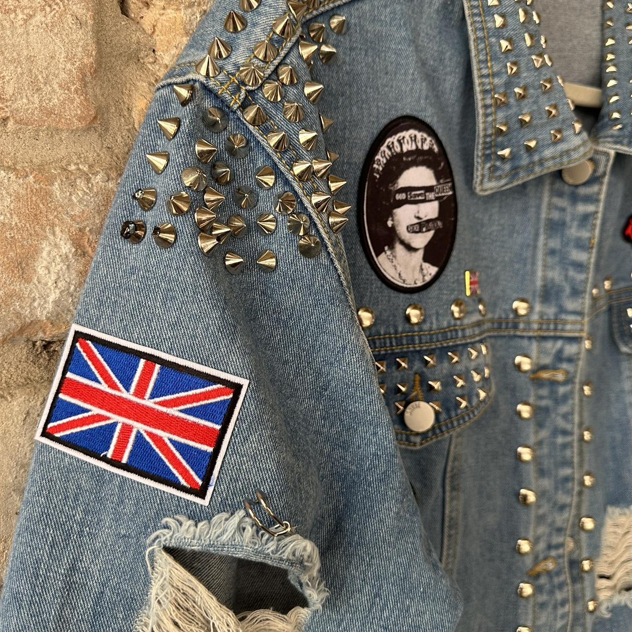 Antidote Stone-Studded Denim Jacket upcycled / patched