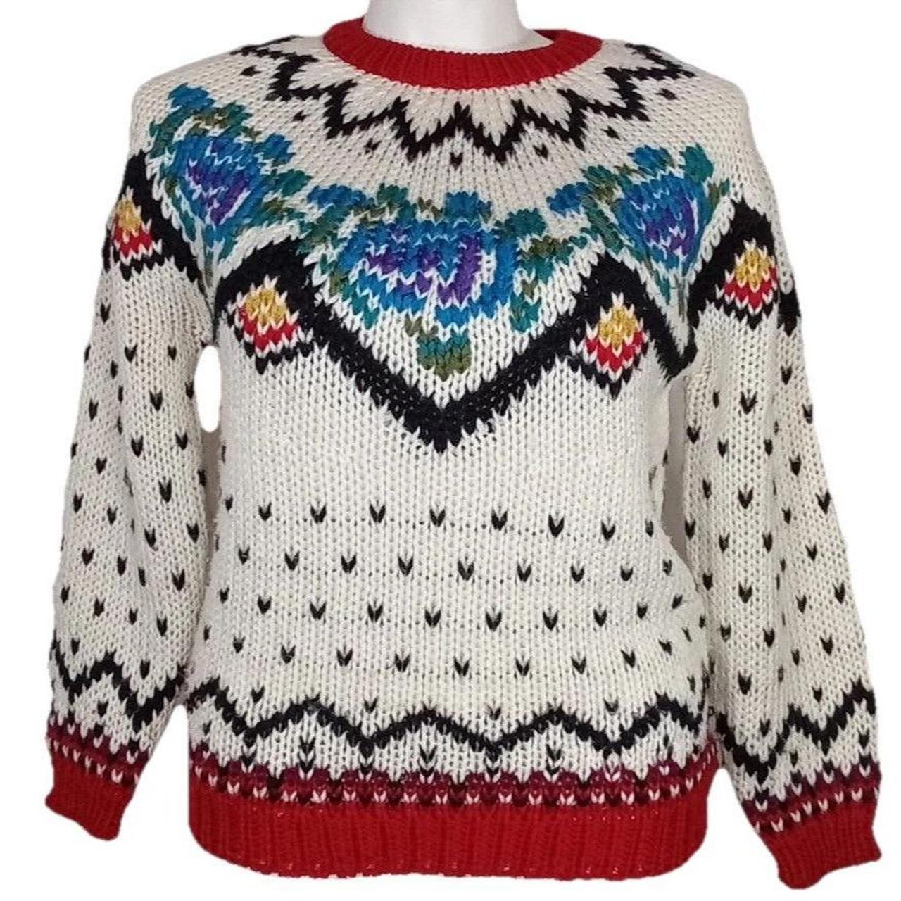 Source Unknown Women's Sweater - White/Red - S – … - image 1