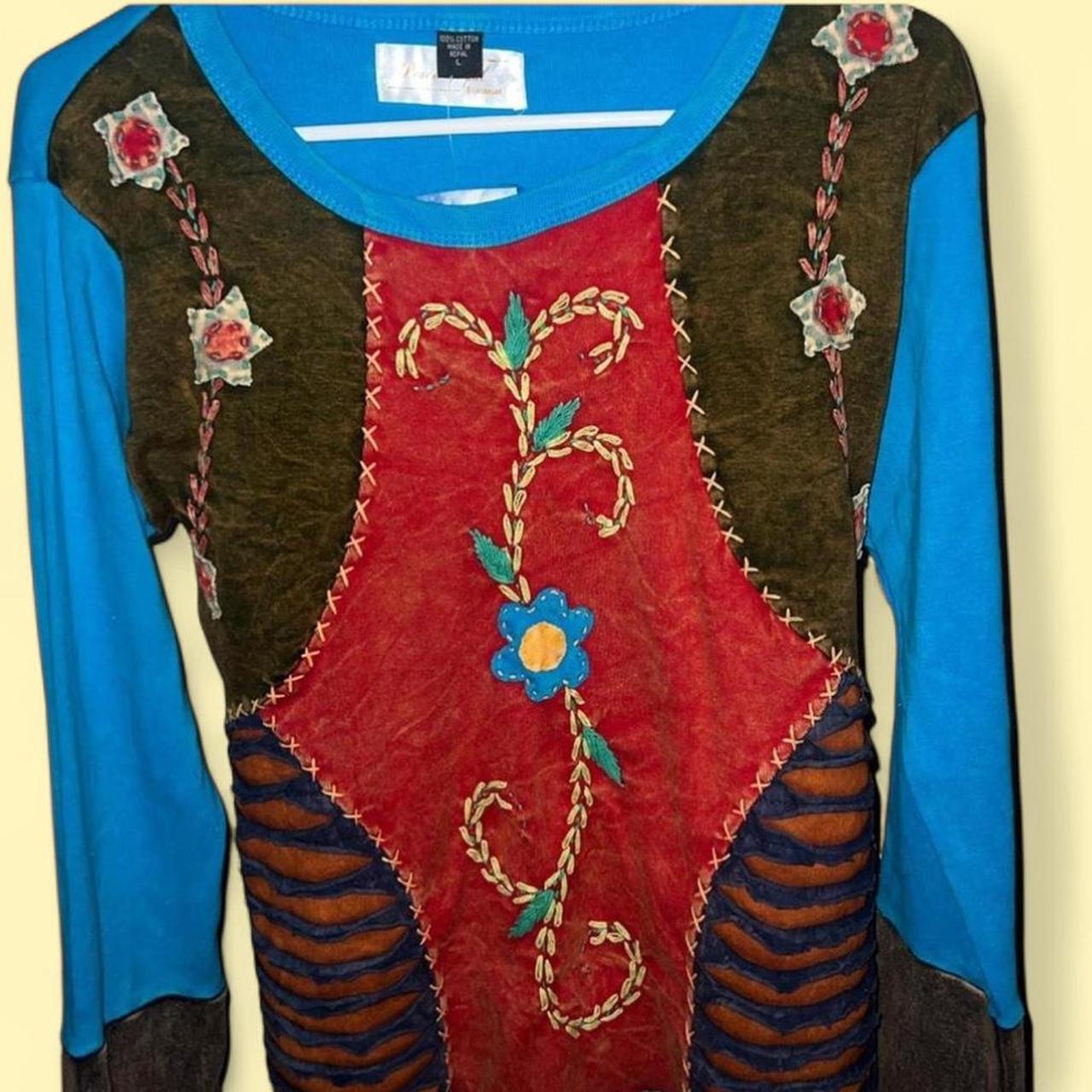 Women's Blouse - Multi - M – Colourful patchwork … - image 1