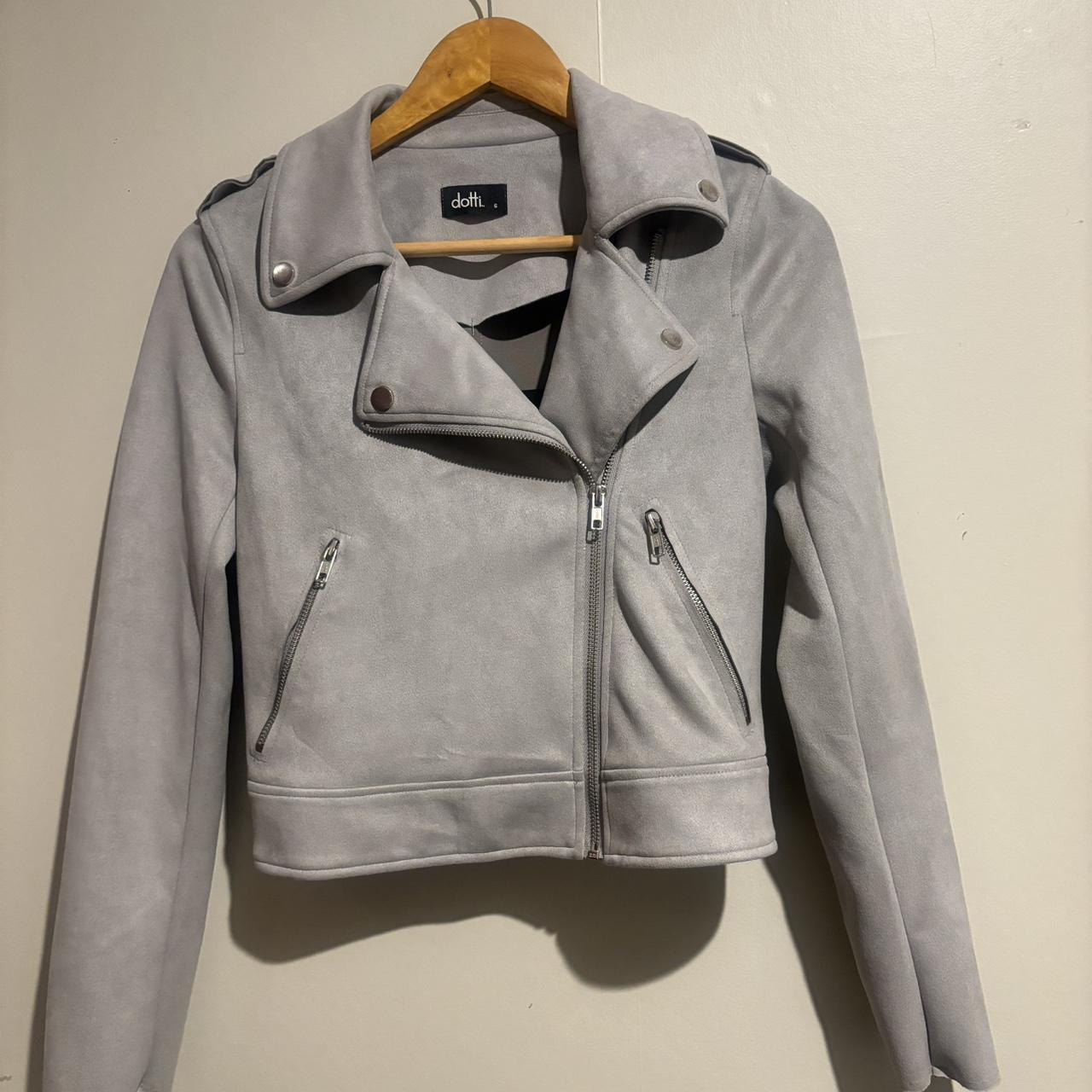 Grey suede jacket from Dotti Size 6. Depop