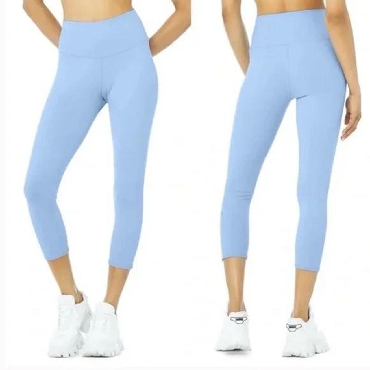 Alo Yoga leggings HIGH WAIST AIRBRUSH CAPRI BLUE. Depop