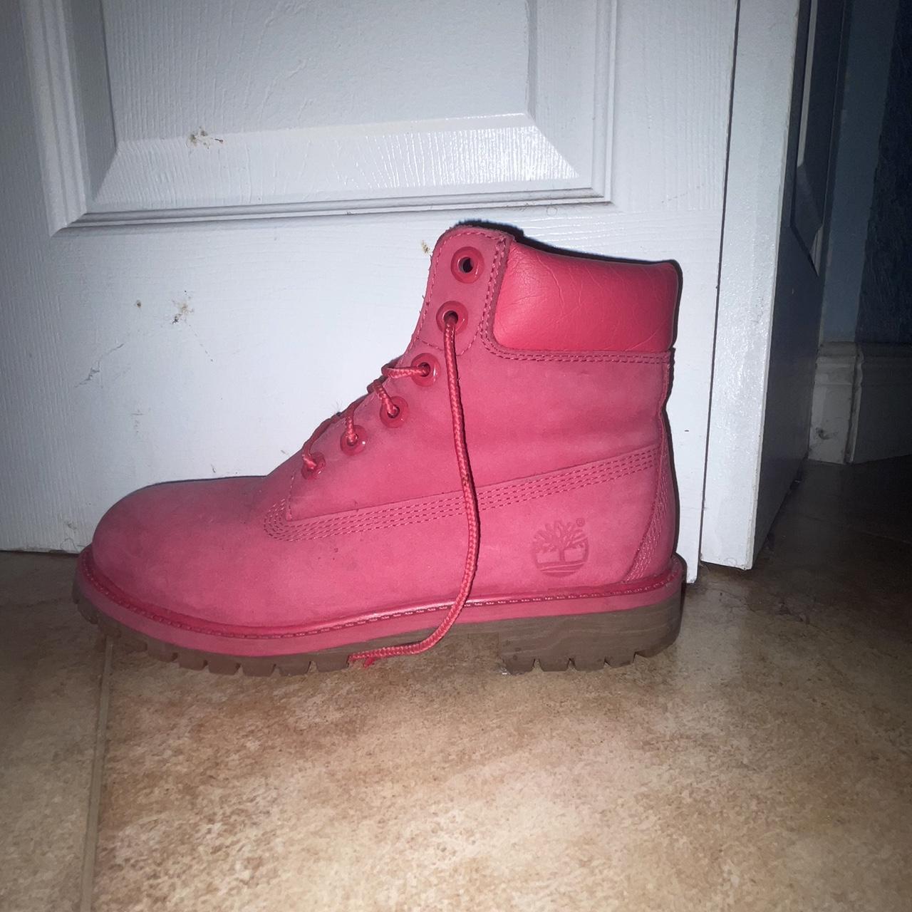 Pink Timberlands. Size 5 in juniors 7 in womens. Depop