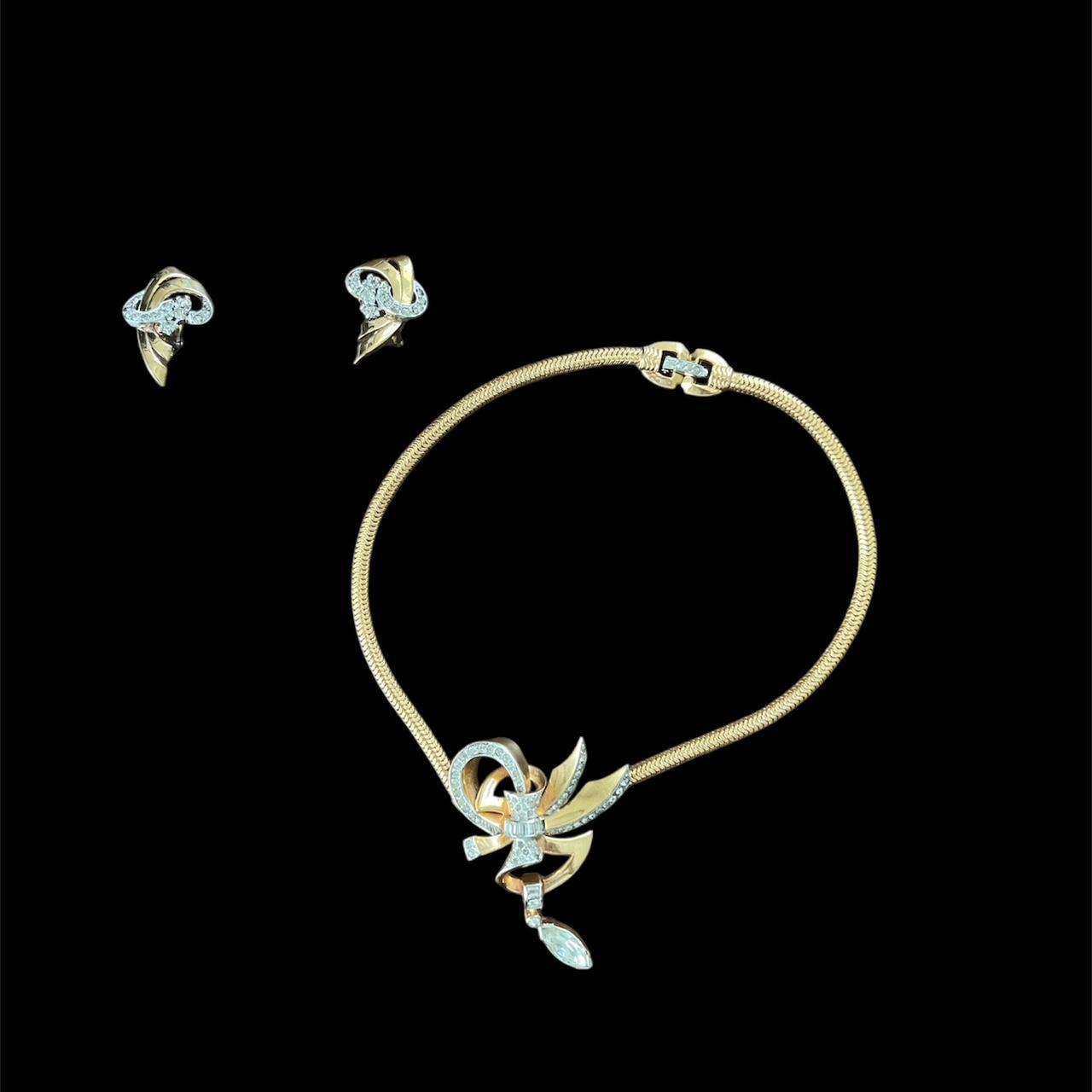 Mazer Bros necklace and clip on earring set Depop