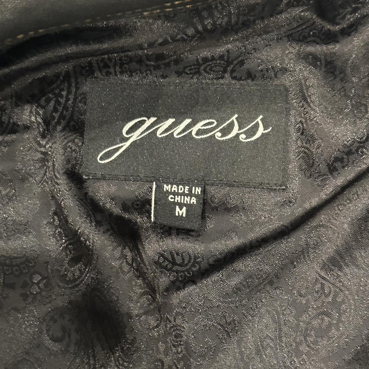 Black Vintage leather guess jacket #90s... - Depop