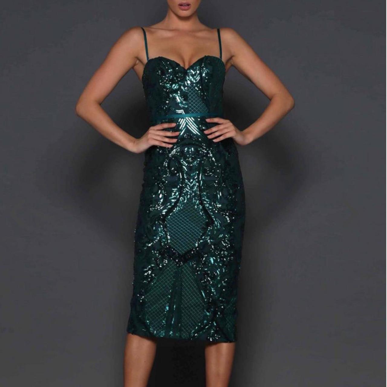 Elle Zeitone Emerald Green Jones sequin midi Depop