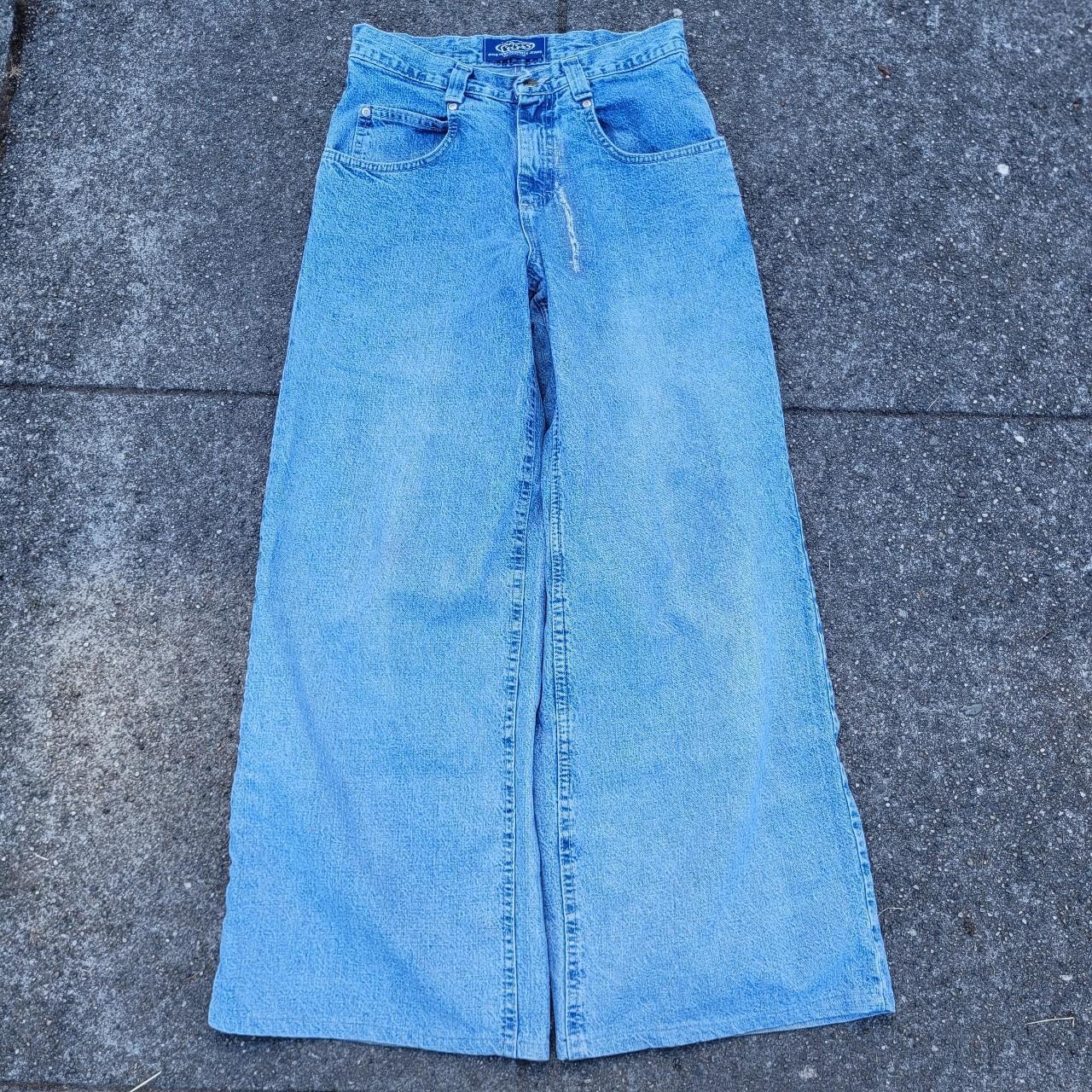 JNCO Men's White and Blue Jeans Vintage 90s Lee... - Depop