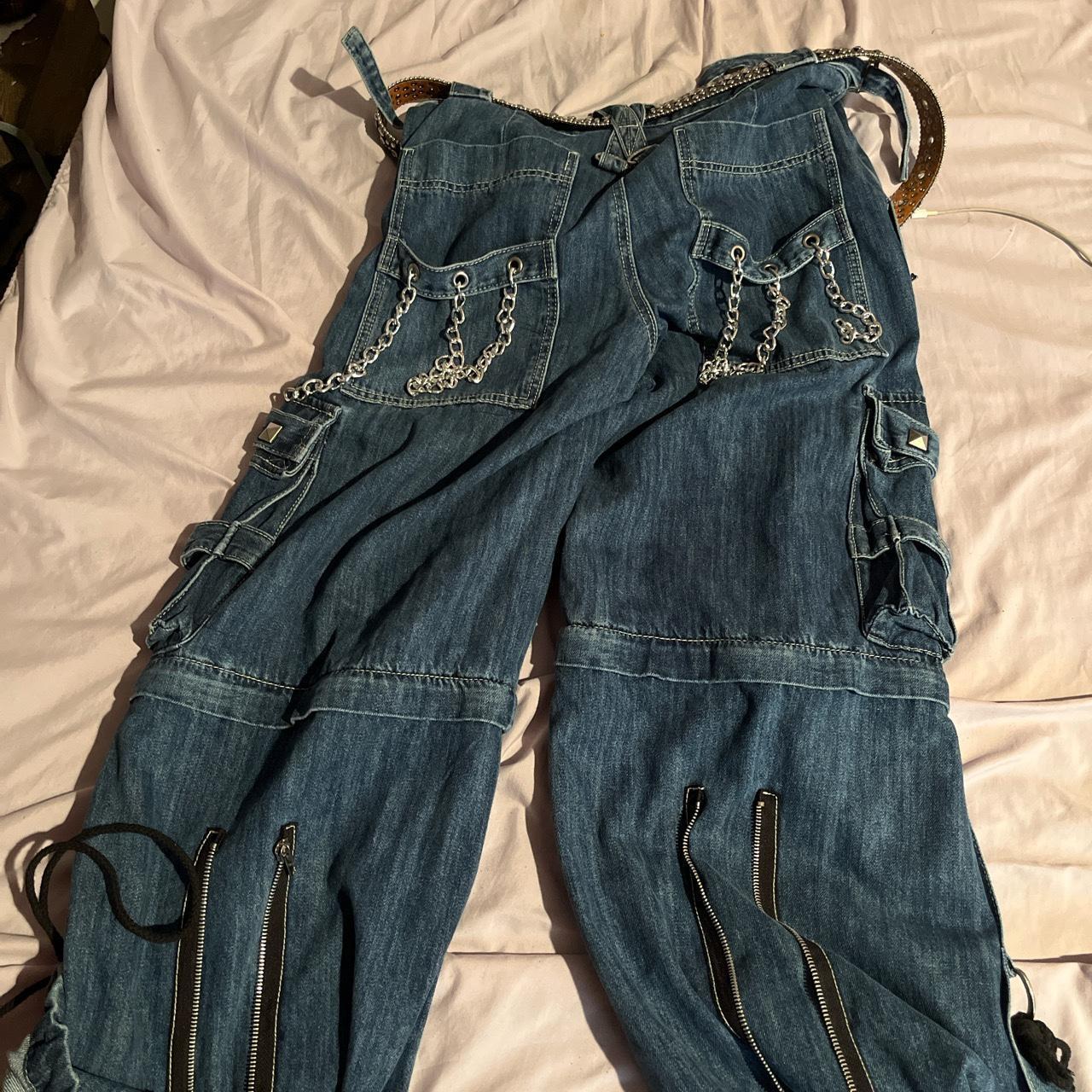 Tripp NYC Men's Blue and Red Jeans Tripp nyc denim... - Depop