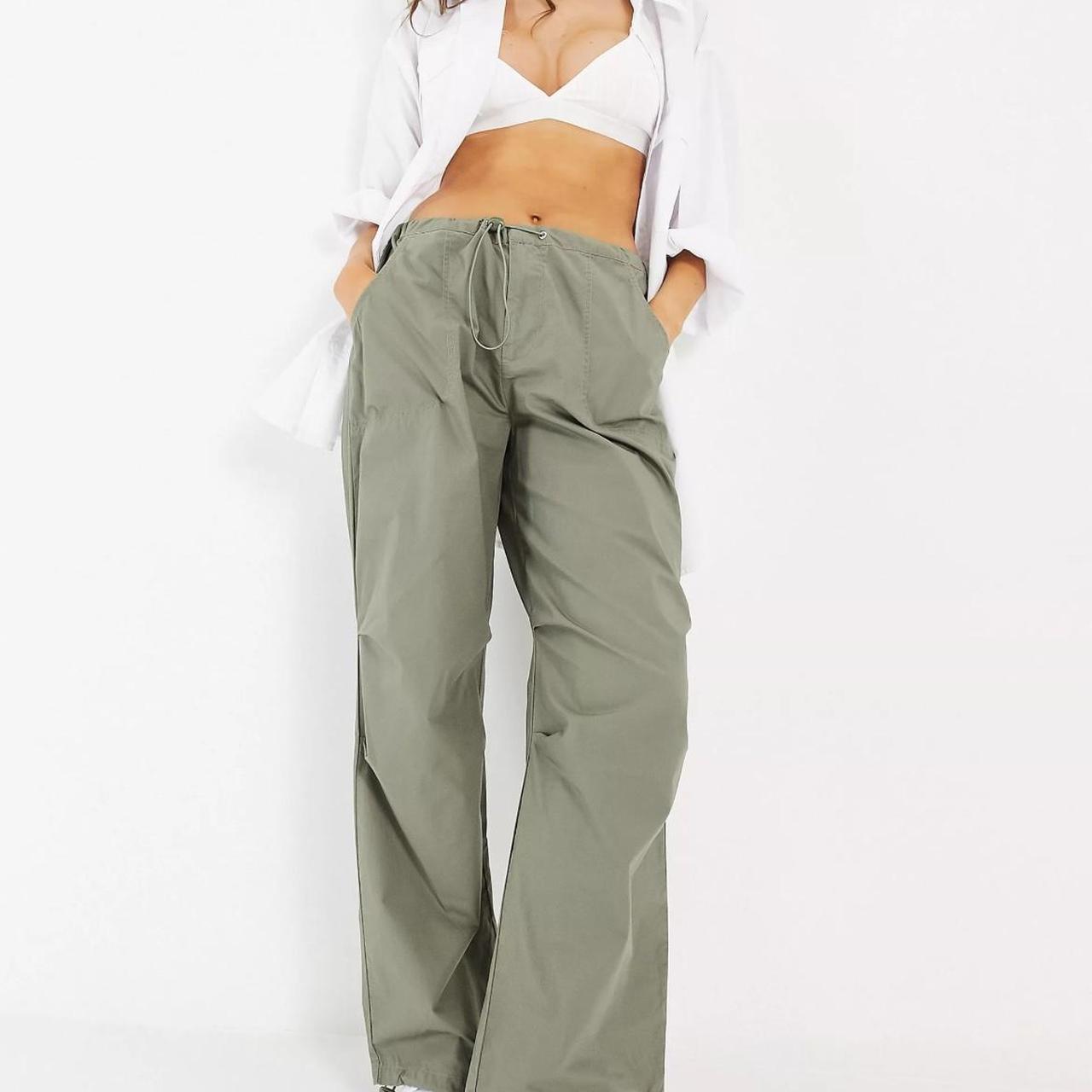 Green parachute pants - cotton on - size 8 (fits | Depop