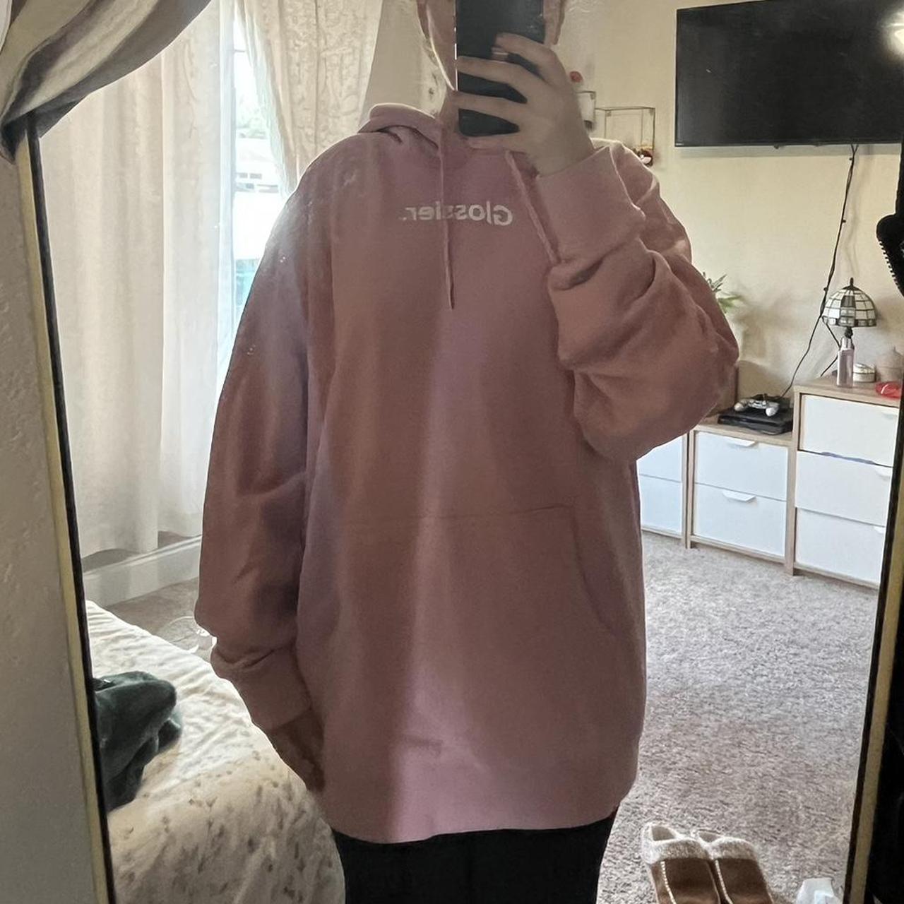 pink glossier hoodie worn a few times, a little too... - Depop